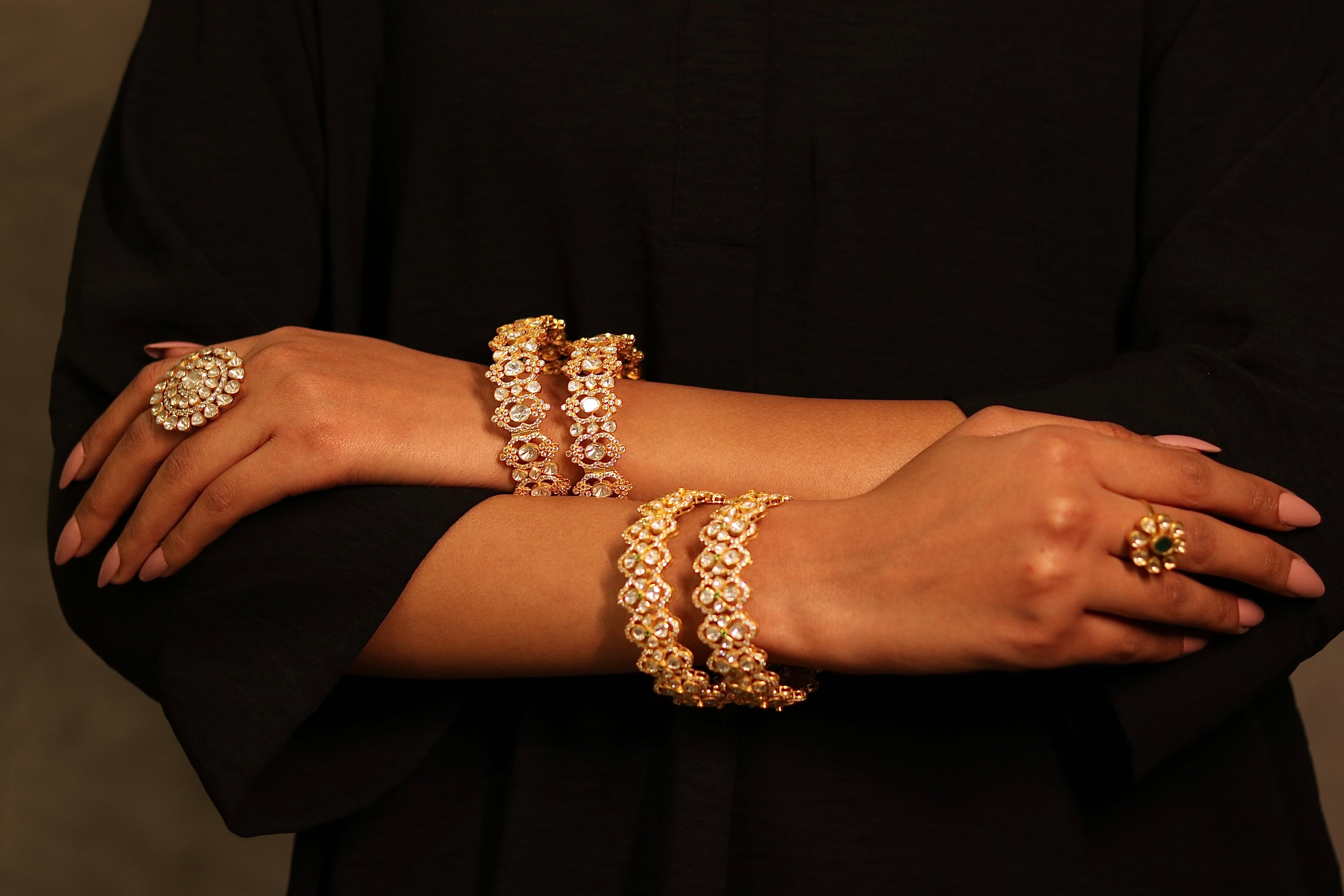 Baagh Polki Bangles ✦ Floral Bridal Polki Bangle Pair | Handcrafted in Jodhpur
