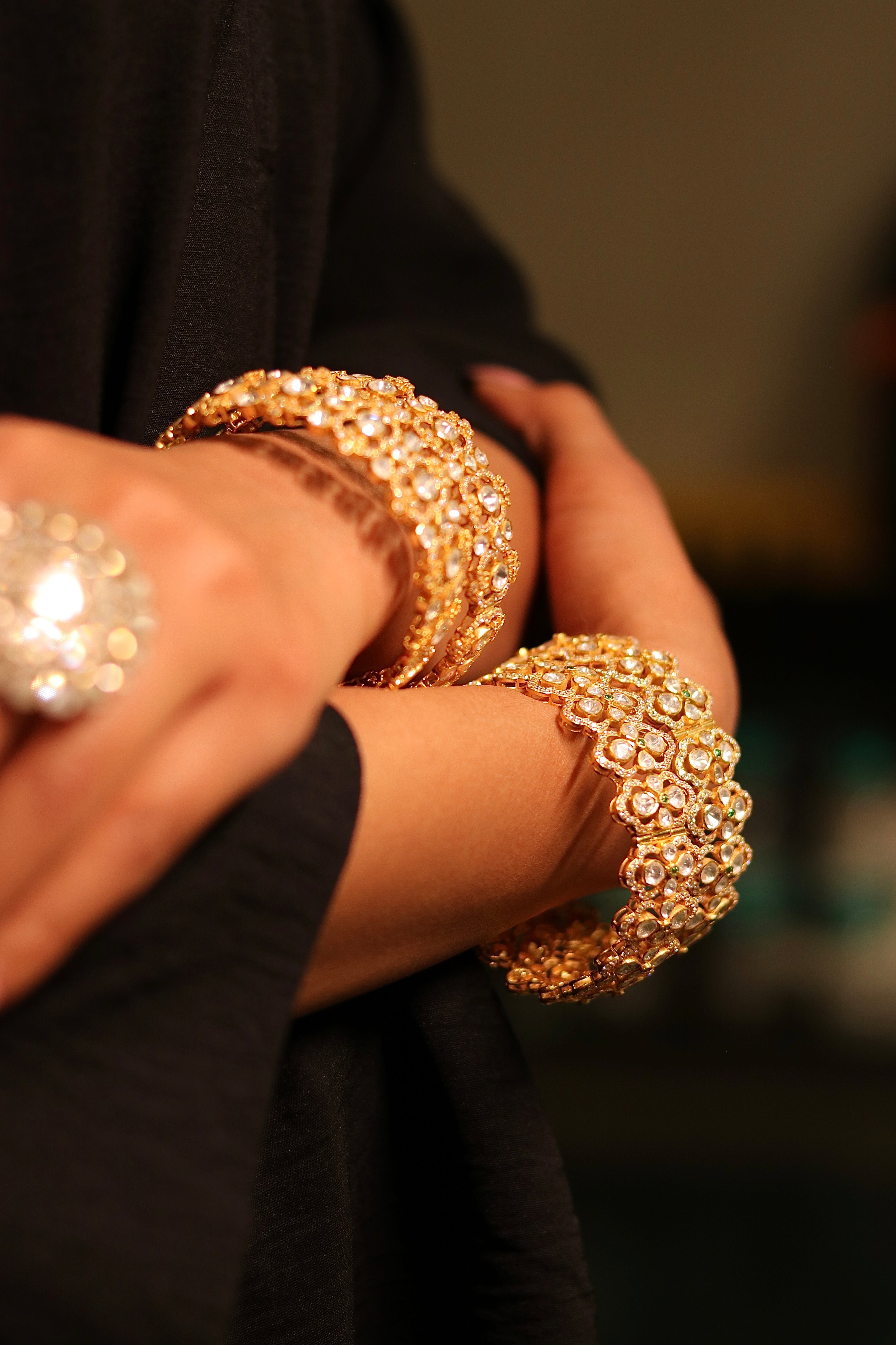 Baagh Polki Bangles ✦ Floral Bridal Polki Bangle Pair | Handcrafted in Jodhpur