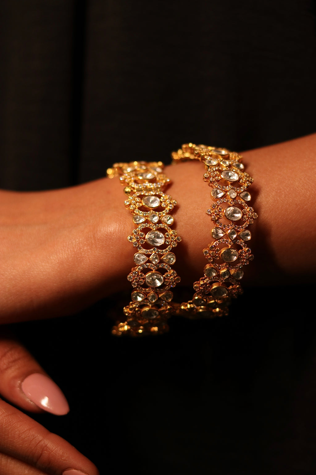 Jaali Polki Bangles ✦ Filigree Bridal Polki Bangle Pair | Handcrafted in Jodhpur