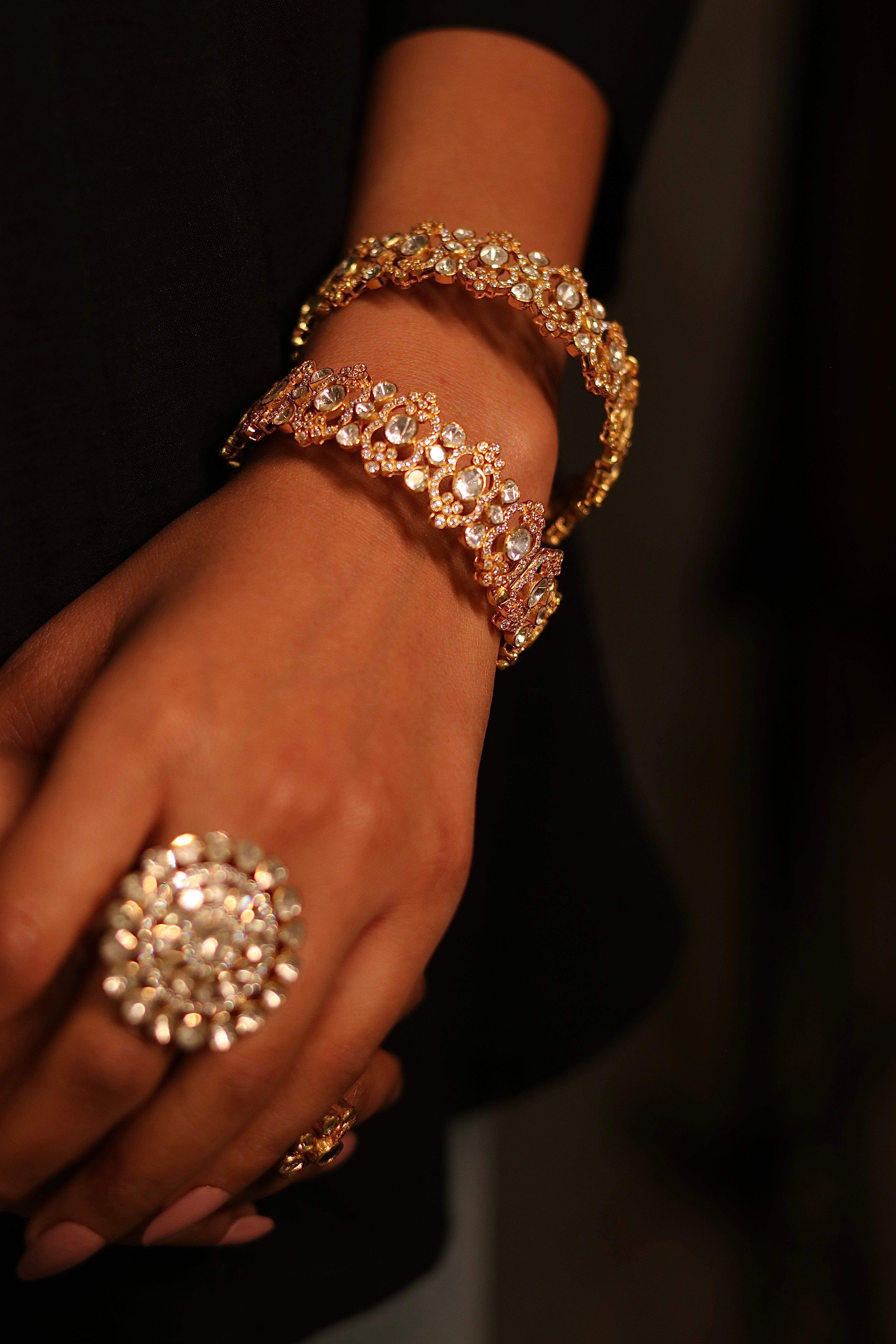 Jaali Polki Bangles ✦ Filigree Bridal Polki Bangle Pair | Handcrafted in Jodhpur
