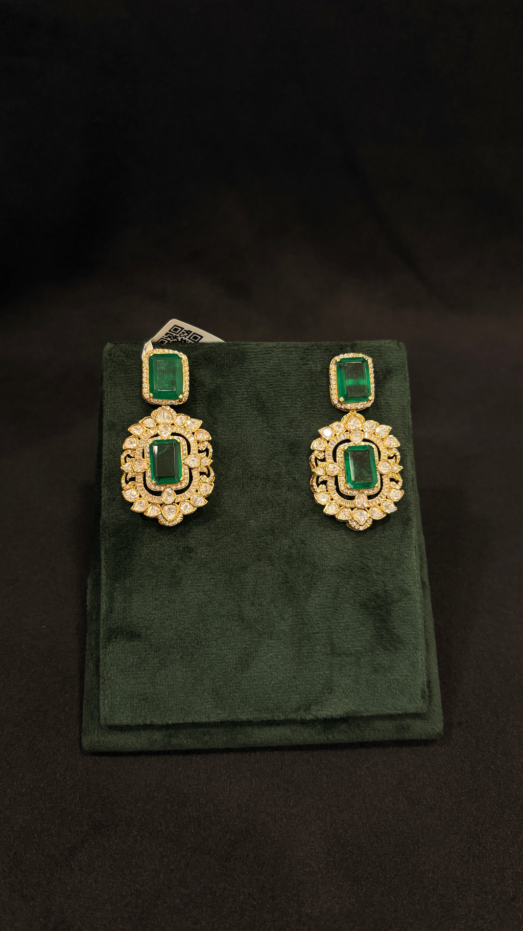 Panna Latak Polki Earrings ✦ Emerald Drop Bridal Earrings | Handcrafted in Jodhpur