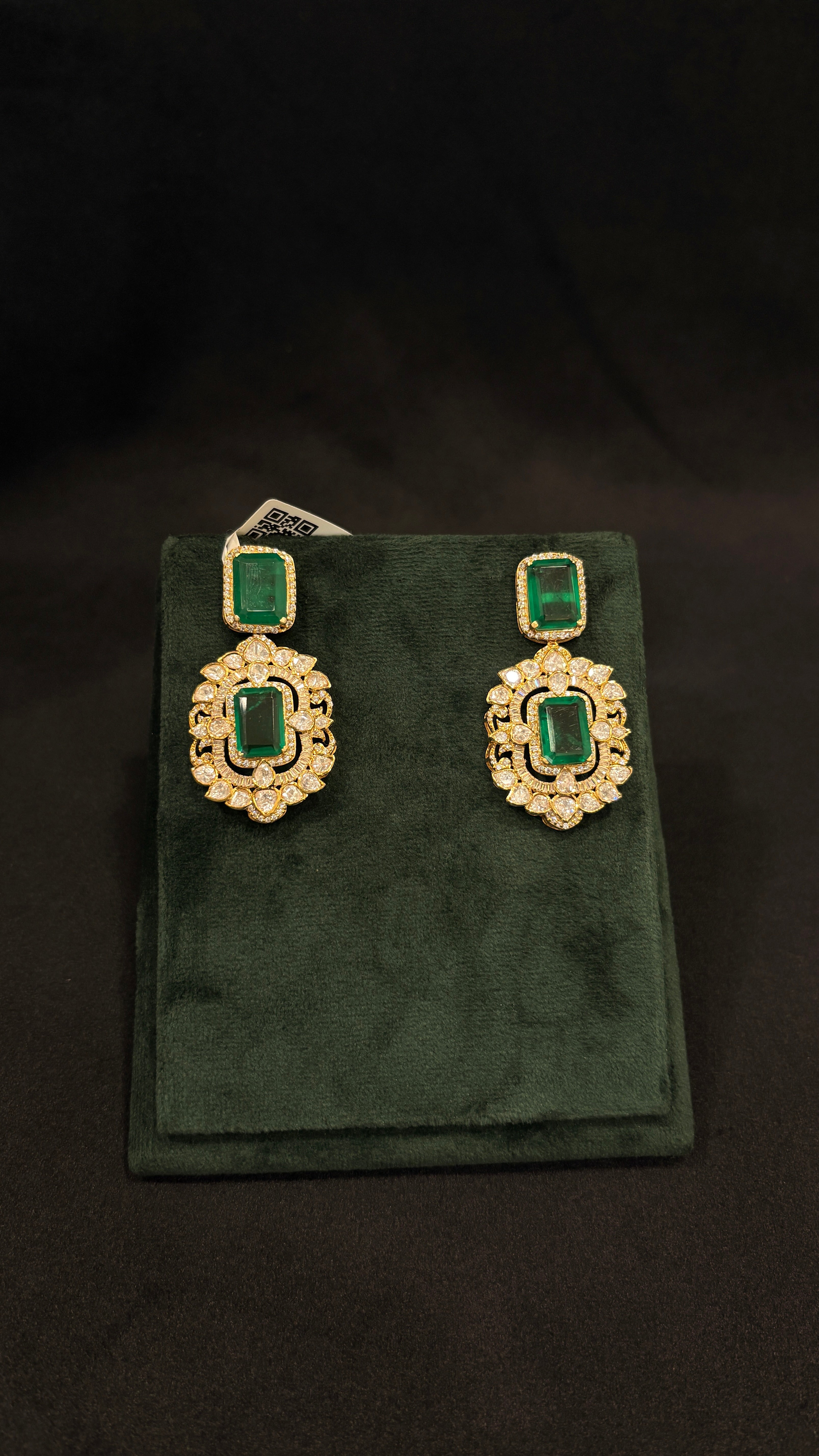 Panna Latak Polki Earrings ✦ Emerald Drop Bridal Earrings | Handcrafted in Jodhpur