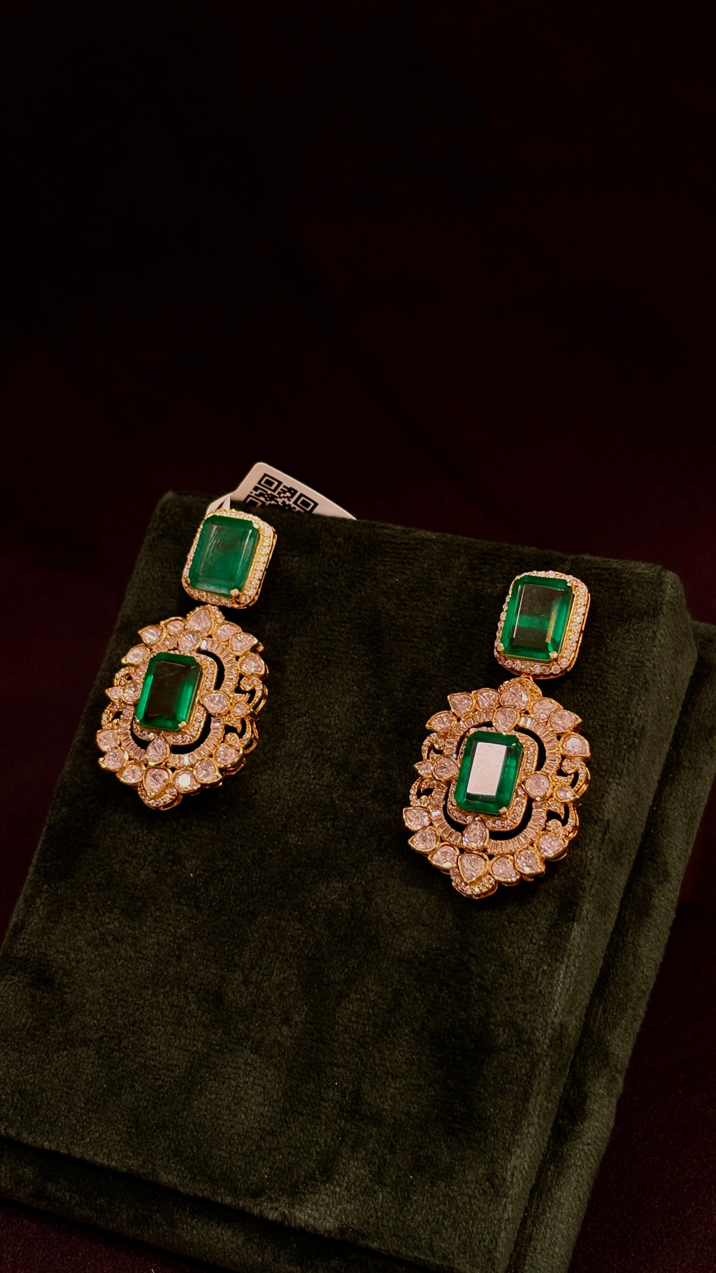 Panna Latak Polki Earrings ✦ Emerald Drop Bridal Earrings | Handcrafted in Jodhpur