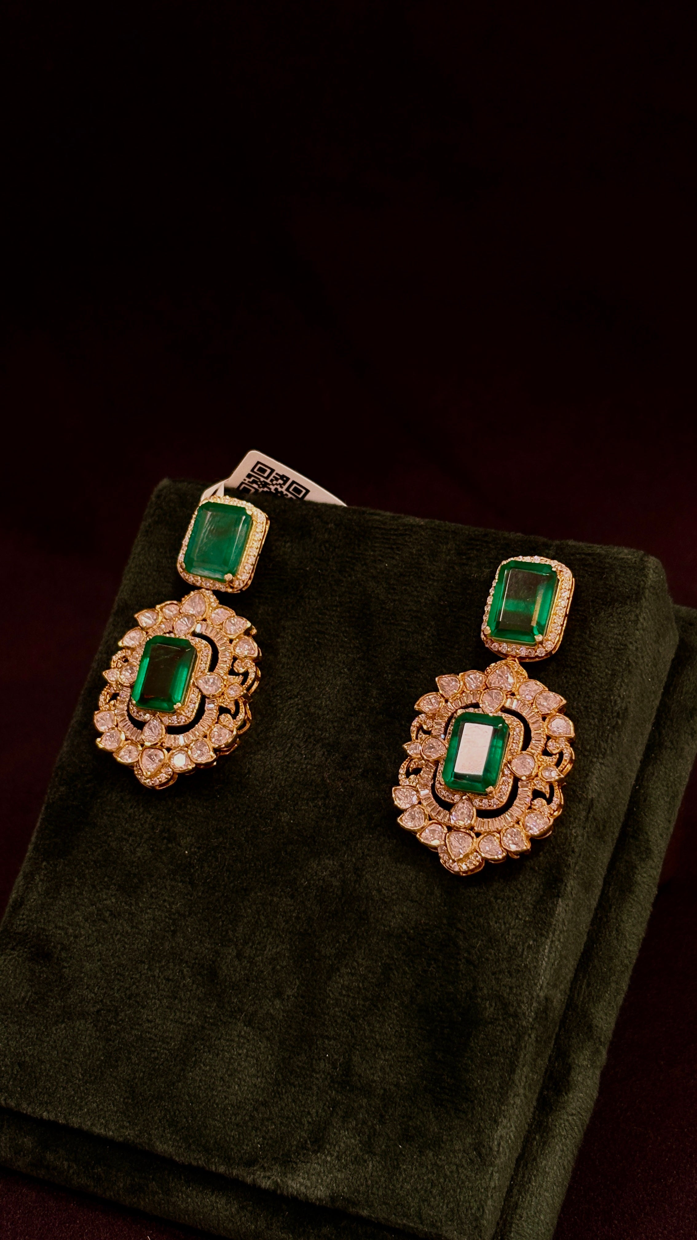 Panna Latak Polki Earrings ✦ Emerald Drop Bridal Earrings | Handcrafted in Jodhpur