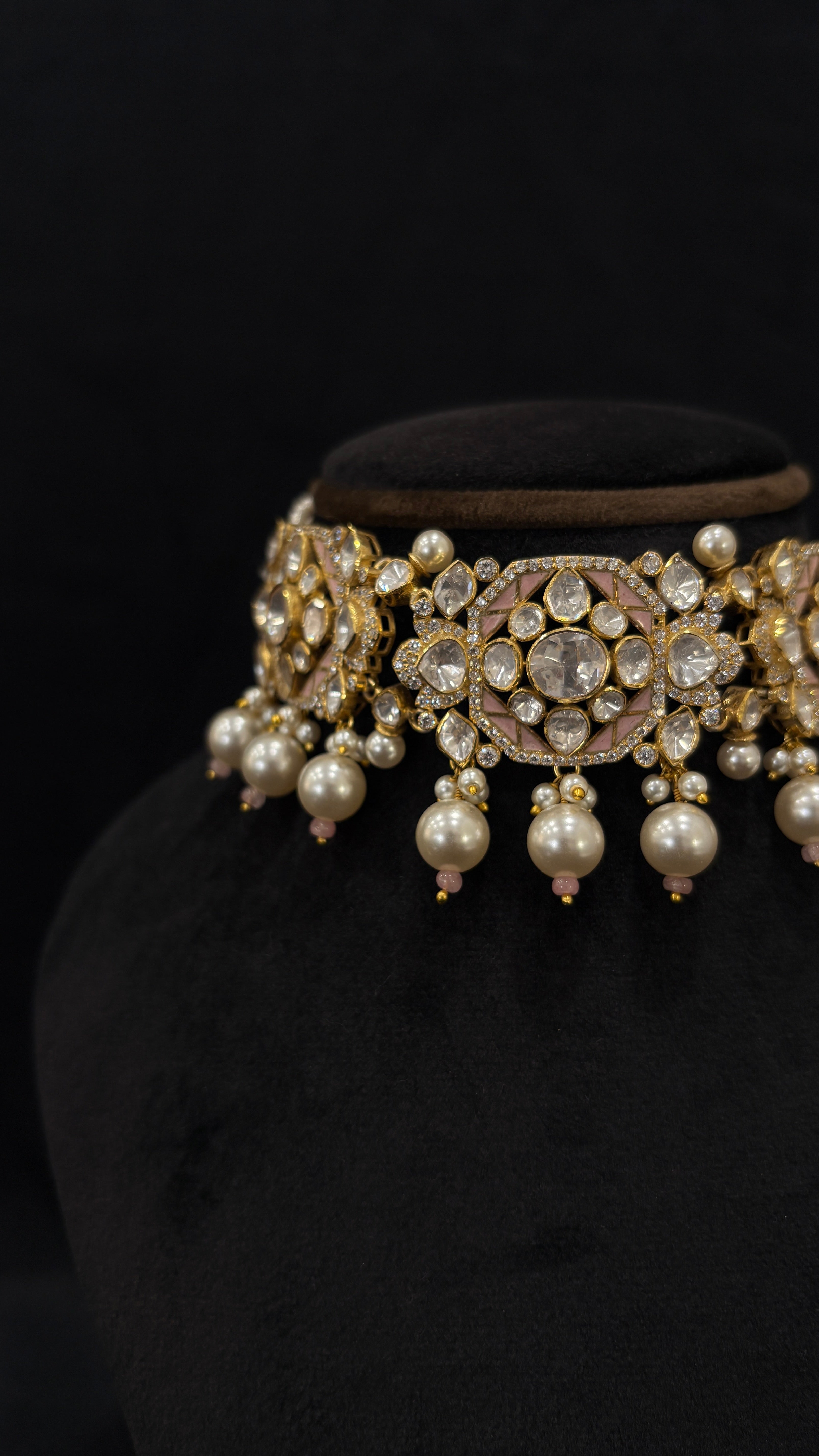 Gulabi Meena Polki Choker ✦ Blush Pink Enamel Bridal Choker | Handcrafted in Jodhpur