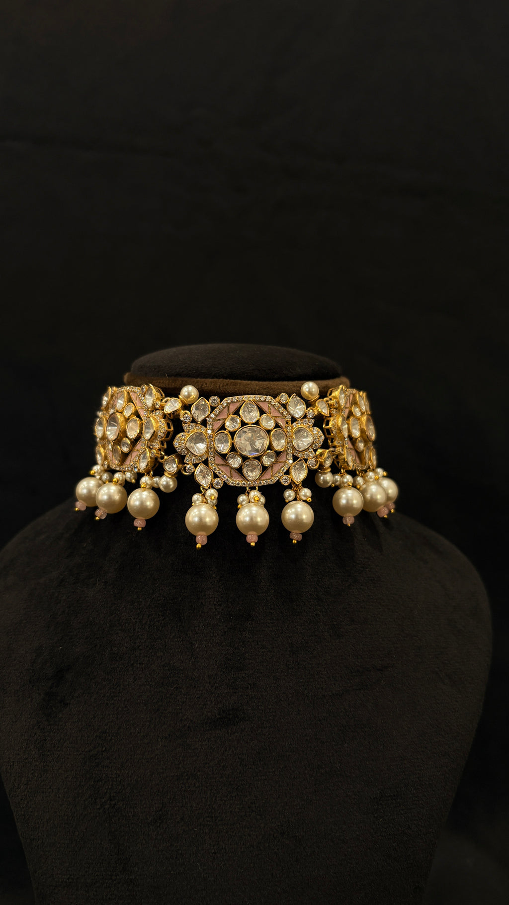 Gulabi Meena Polki Choker ✦ Blush Pink Enamel Bridal Choker | Handcrafted in Jodhpur