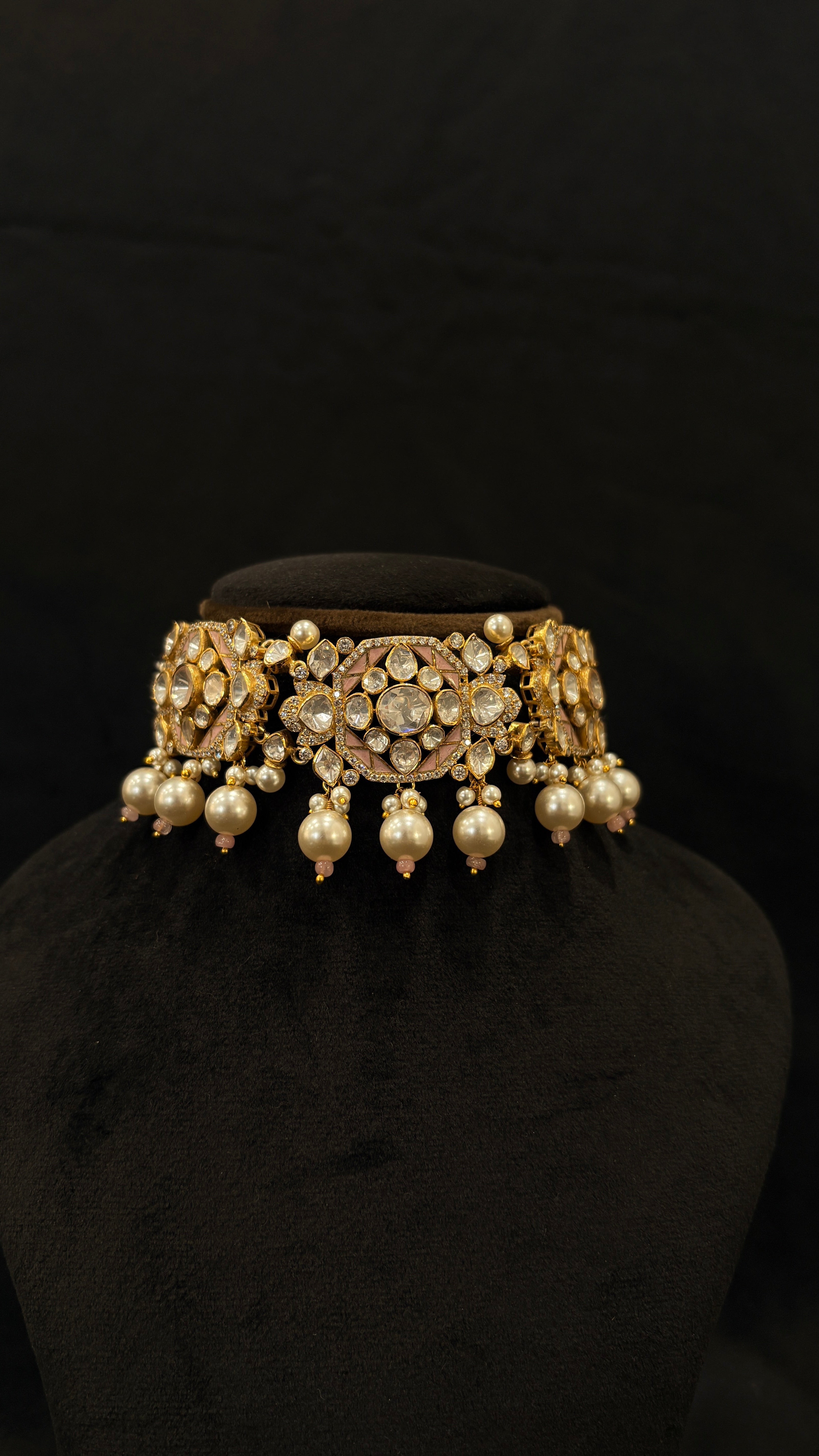 Gulabi Meena Polki Choker ✦ Blush Pink Enamel Bridal Choker | Handcrafted in Jodhpur