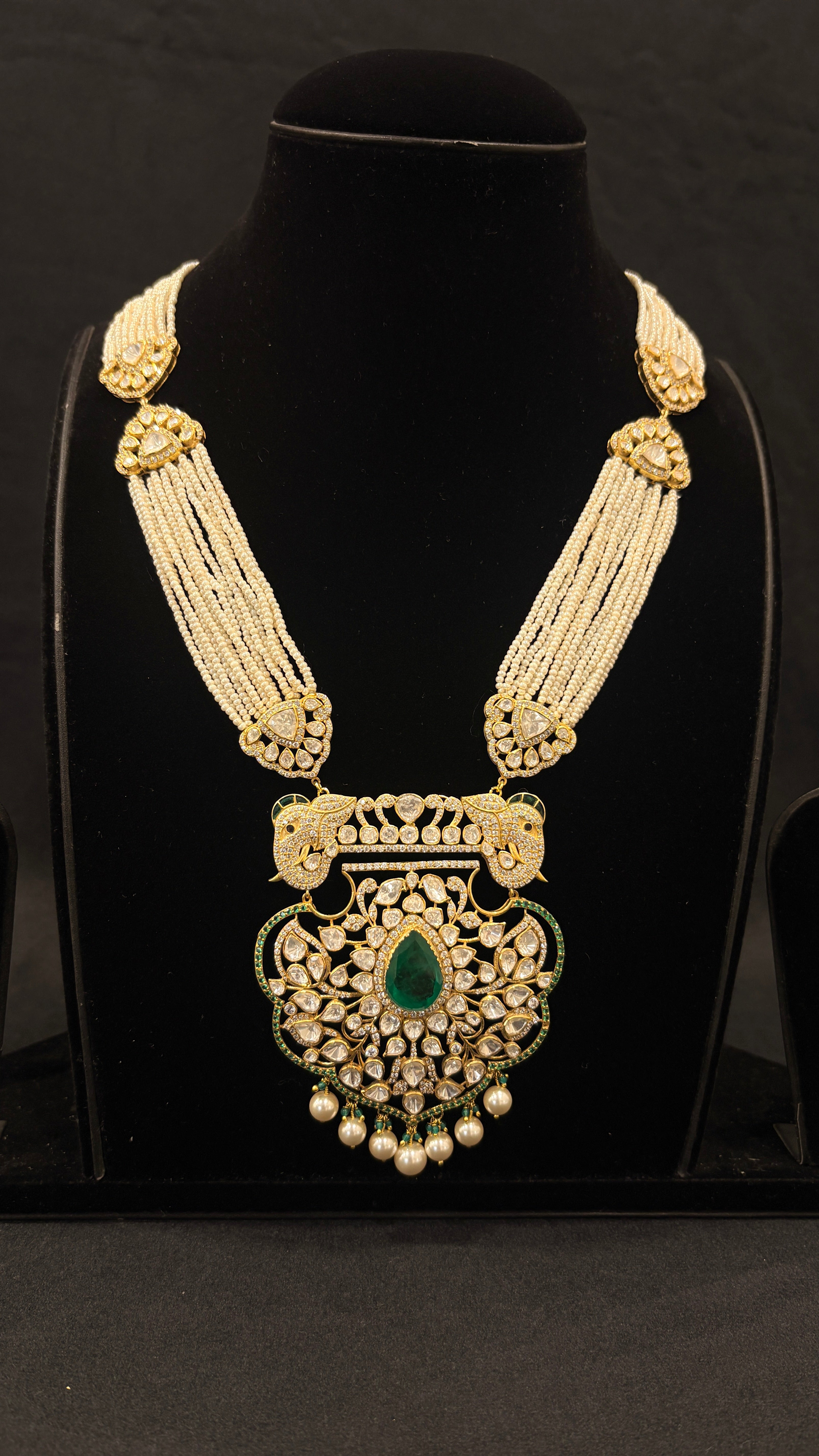 Mor Pankh Polki Haar ✦ Peacock Pendant Bridal Long Necklace | Handcrafted in Jodhpur
