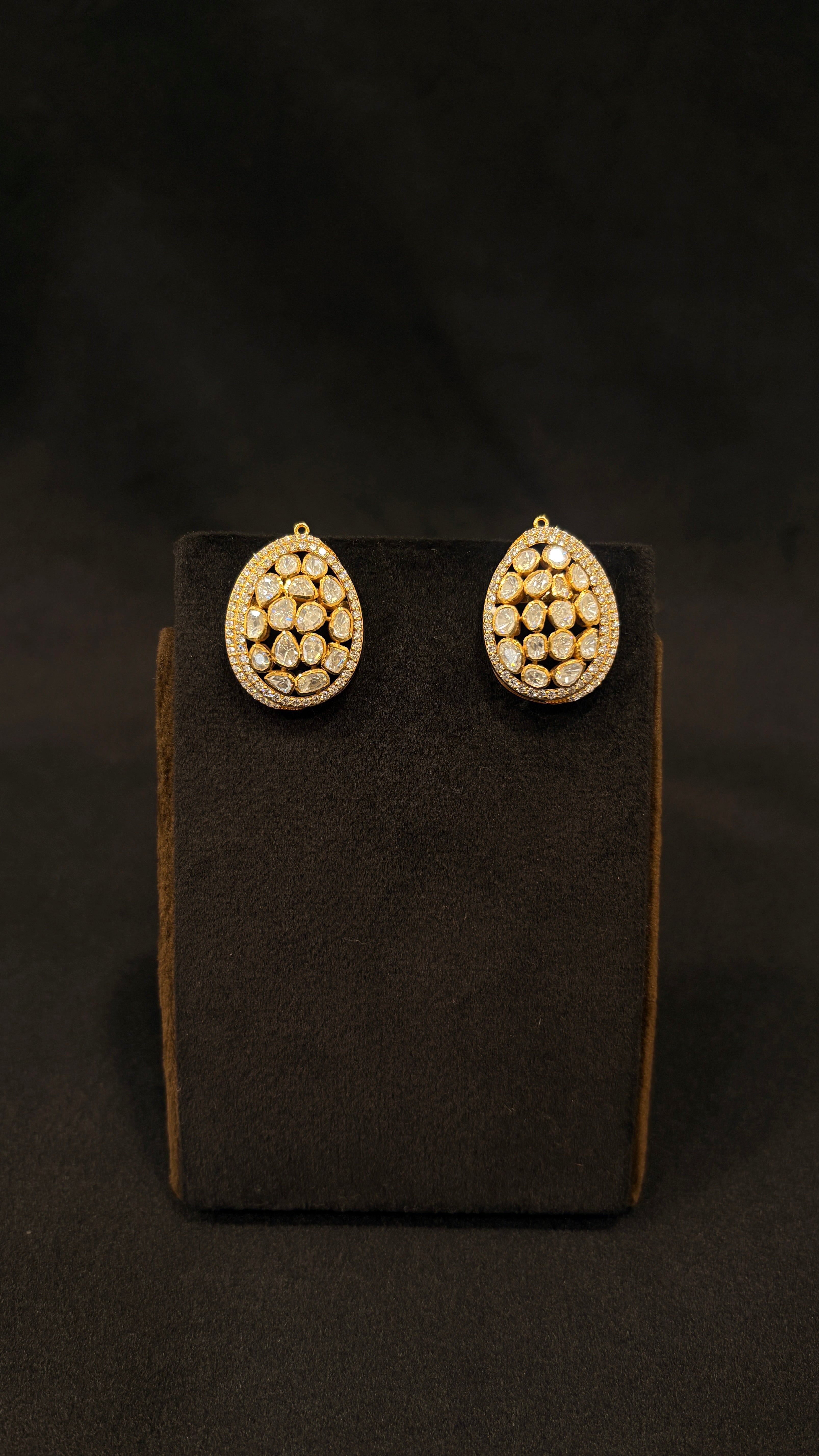 Badam Polki Studs ✦ Oval Cluster Everyday Polki Earrings | Handcrafted in Jodhpur