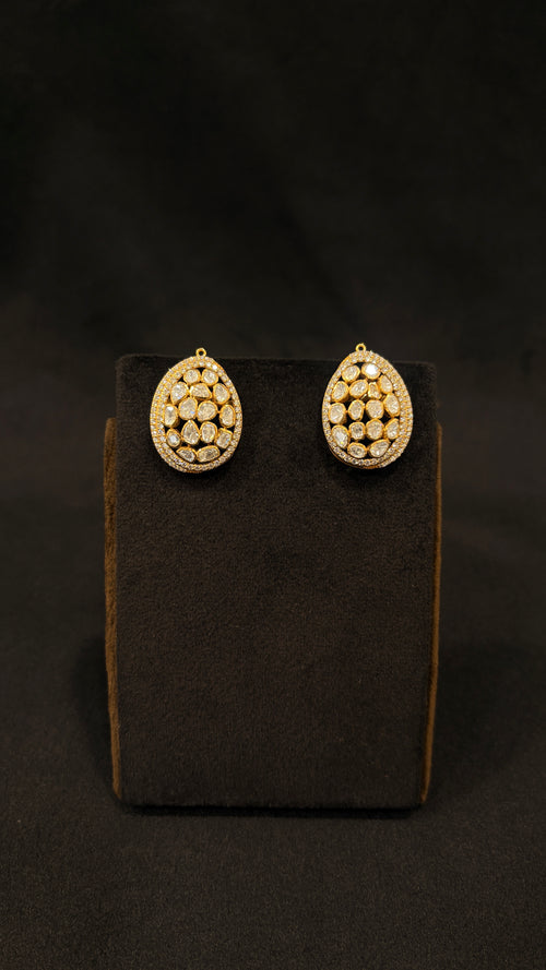 Badam Polki Studs ✦ Oval Cluster Everyday Polki Earrings | Handcrafted in Jodhpur