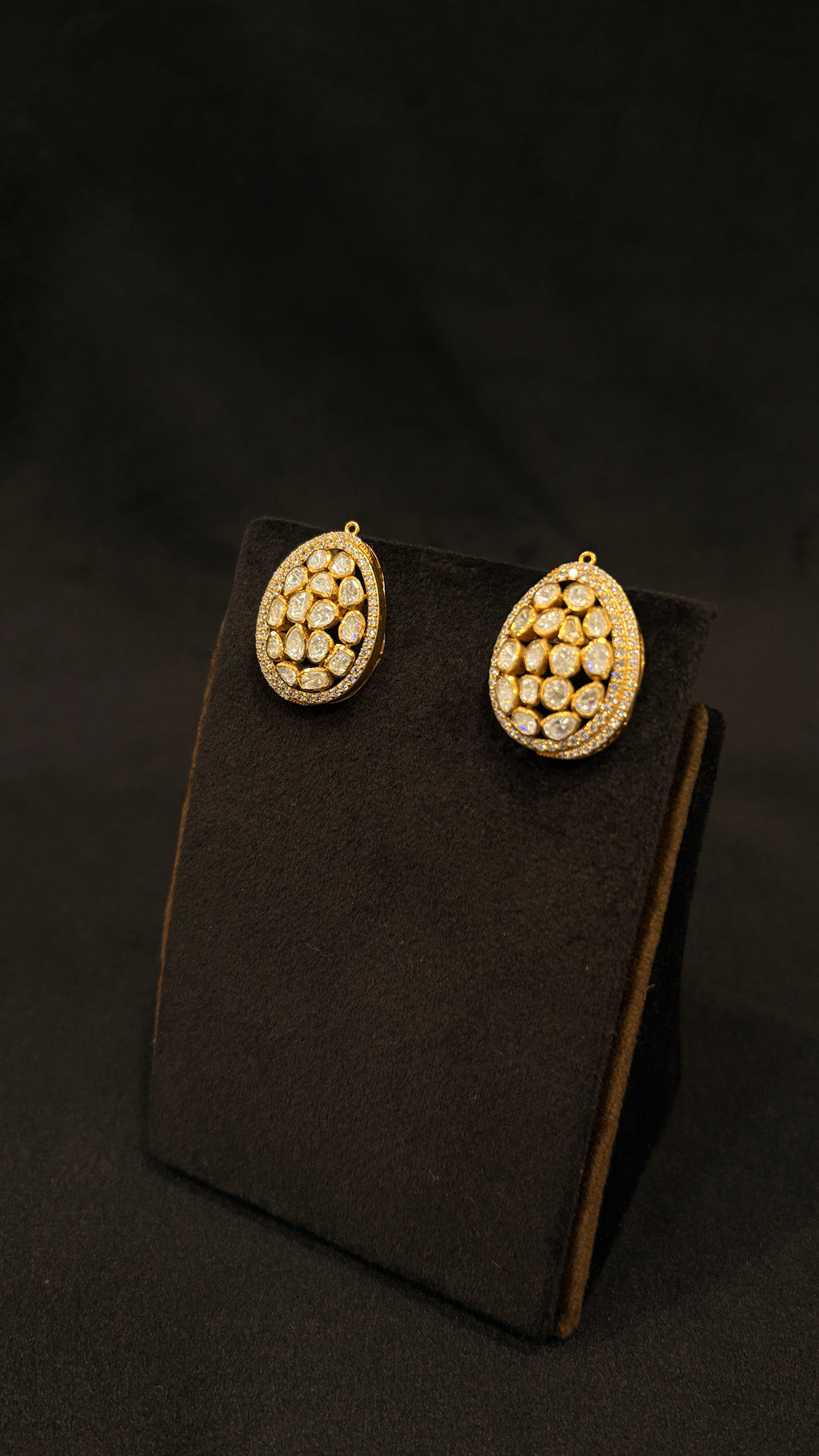 Badam Polki Studs ✦ Oval Cluster Everyday Polki Earrings | Handcrafted in Jodhpur