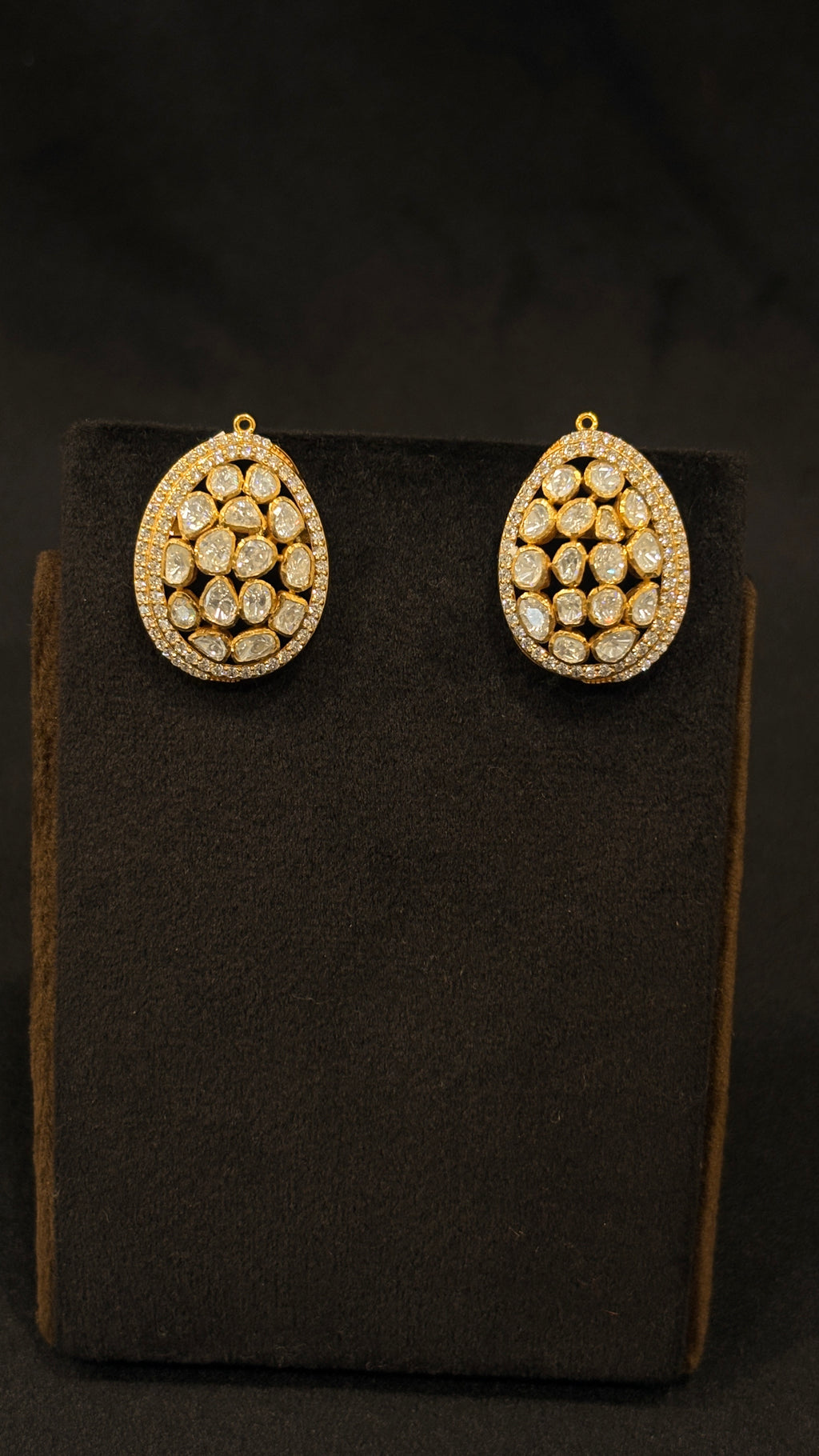 Badam Polki Studs ✦ Oval Cluster Everyday Polki Earrings | Handcrafted in Jodhpur