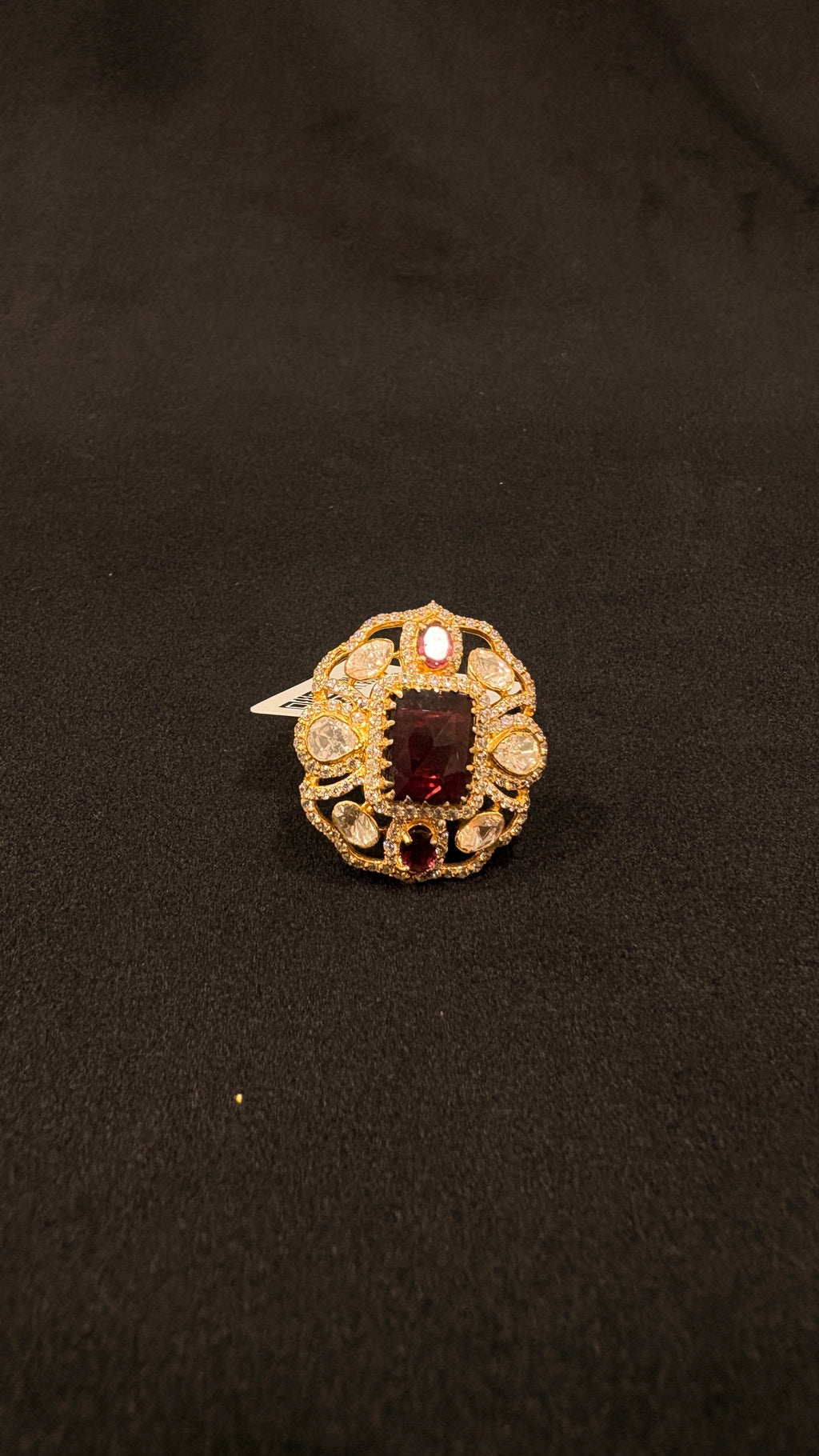 Laal Taj Polki Ring ✦ Burgundy Crown Cocktail Ring | Handcrafted in Jodhpur