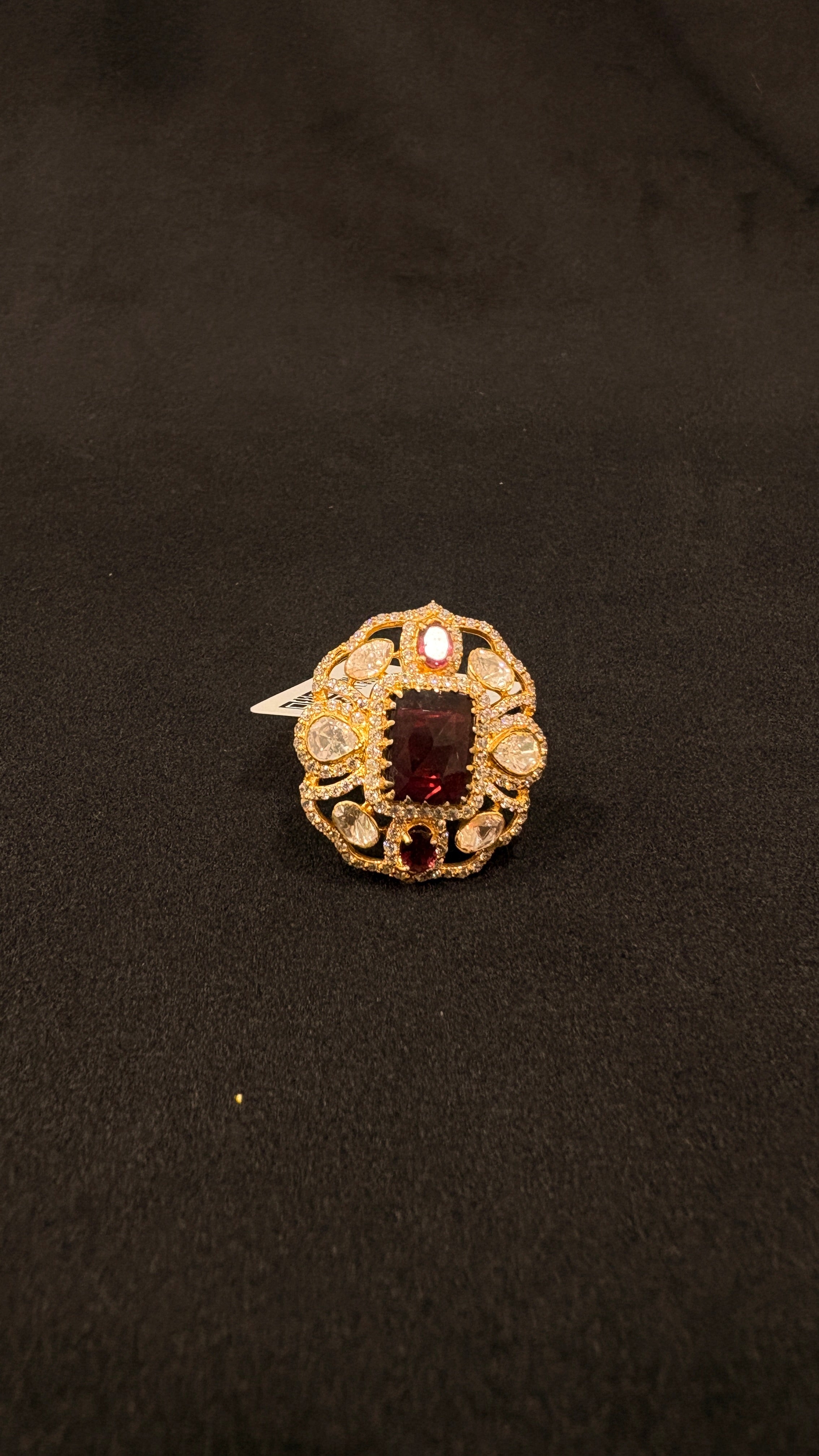 Laal Taj Polki Ring ✦ Burgundy Crown Cocktail Ring | Handcrafted in Jodhpur