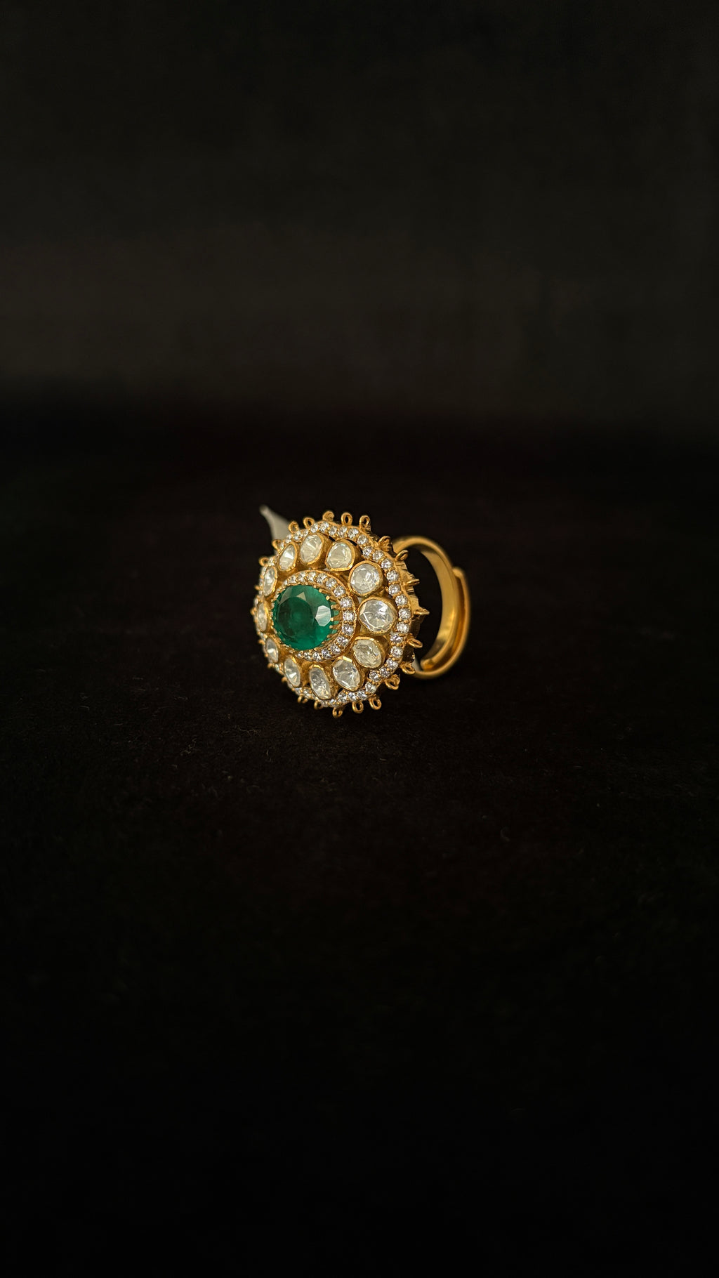 Panna Suraj Polki Ring ✦ Emerald Sunburst Cocktail Ring | Handcrafted in Jodhpur