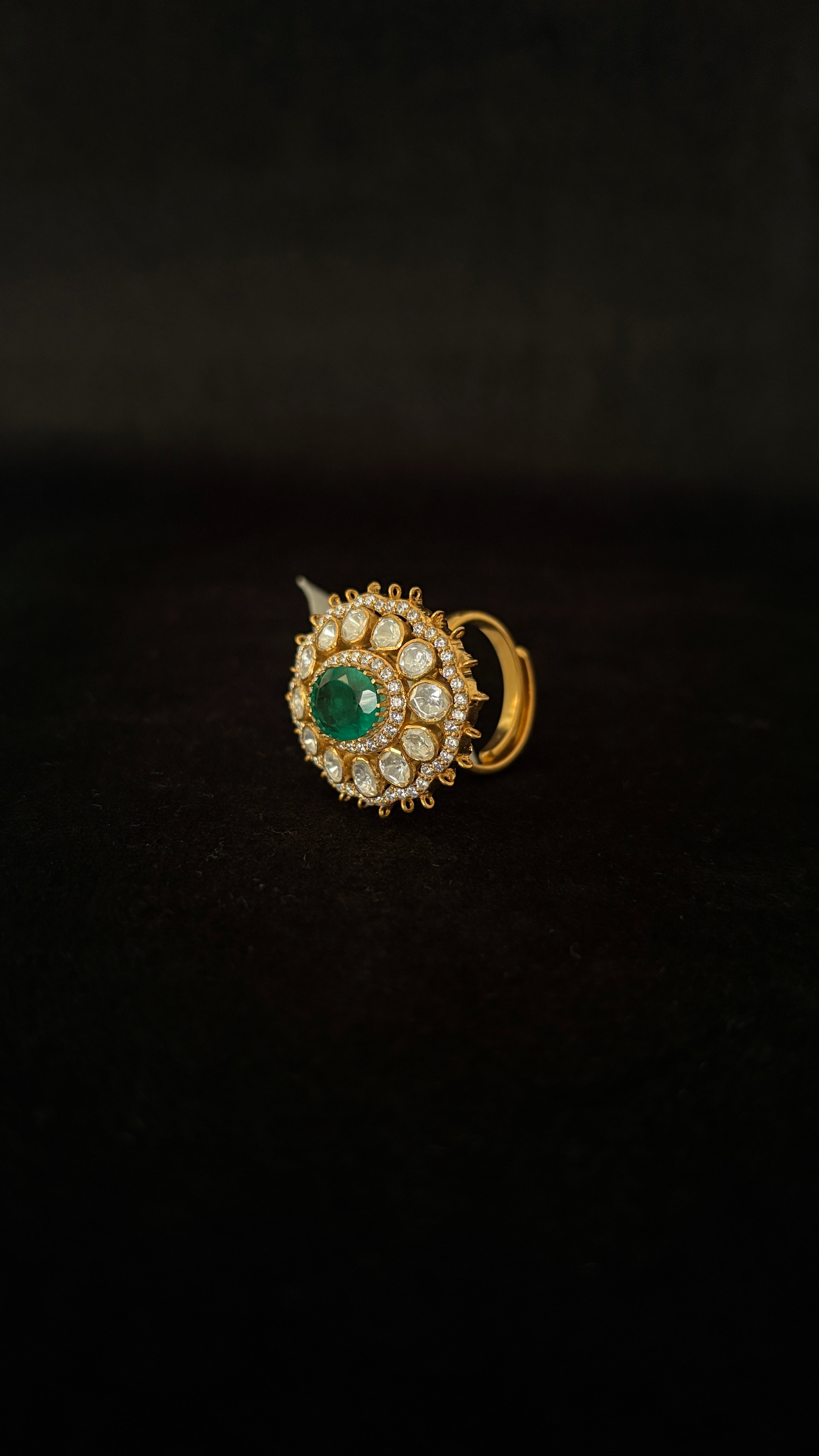Panna Suraj Polki Ring ✦ Emerald Sunburst Cocktail Ring | Handcrafted in Jodhpur