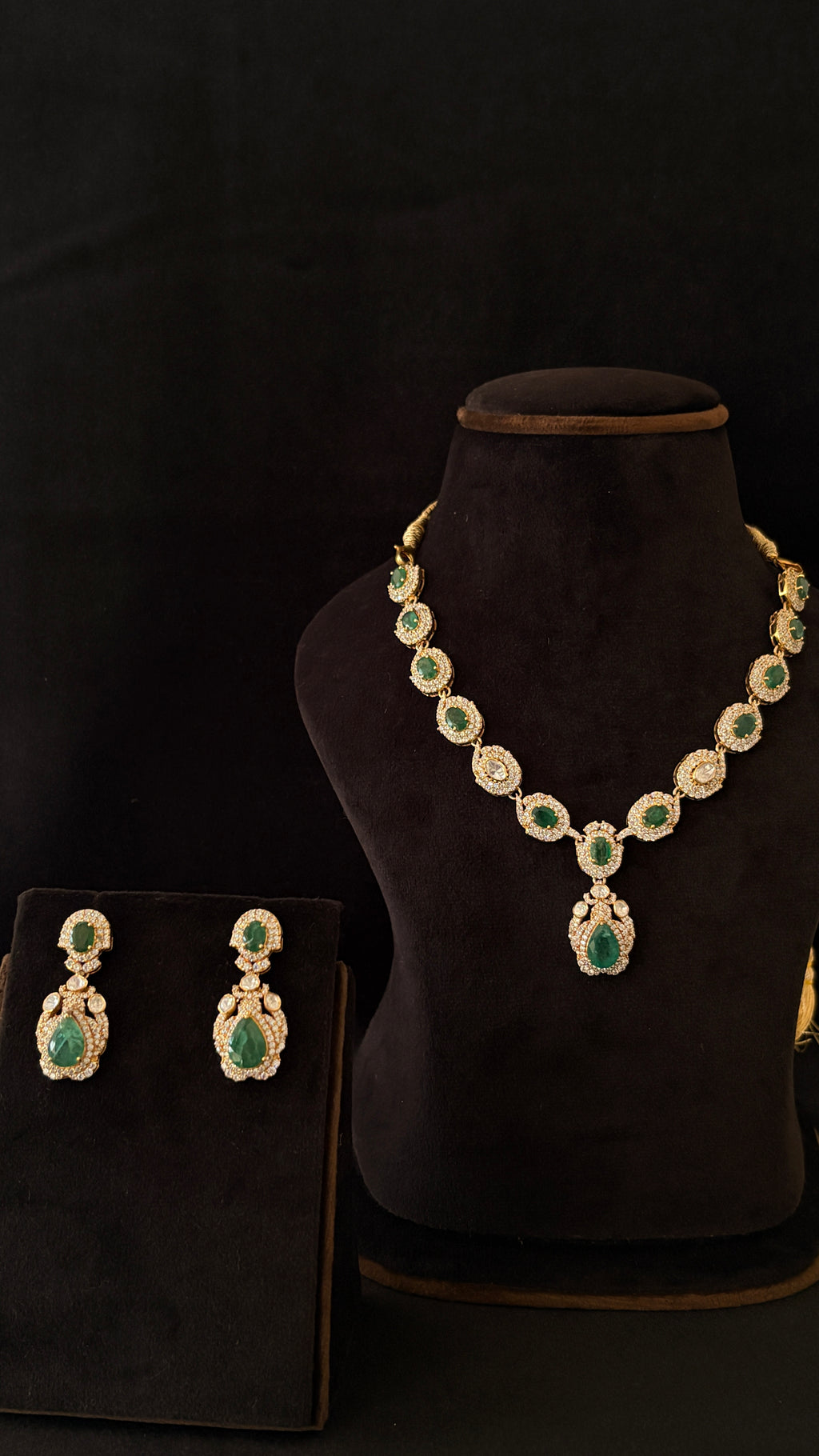 Panna Mala Polki Necklace Set ✦ Full Emerald Bridal Necklace & Earrings | Handcrafted in Jodhpur