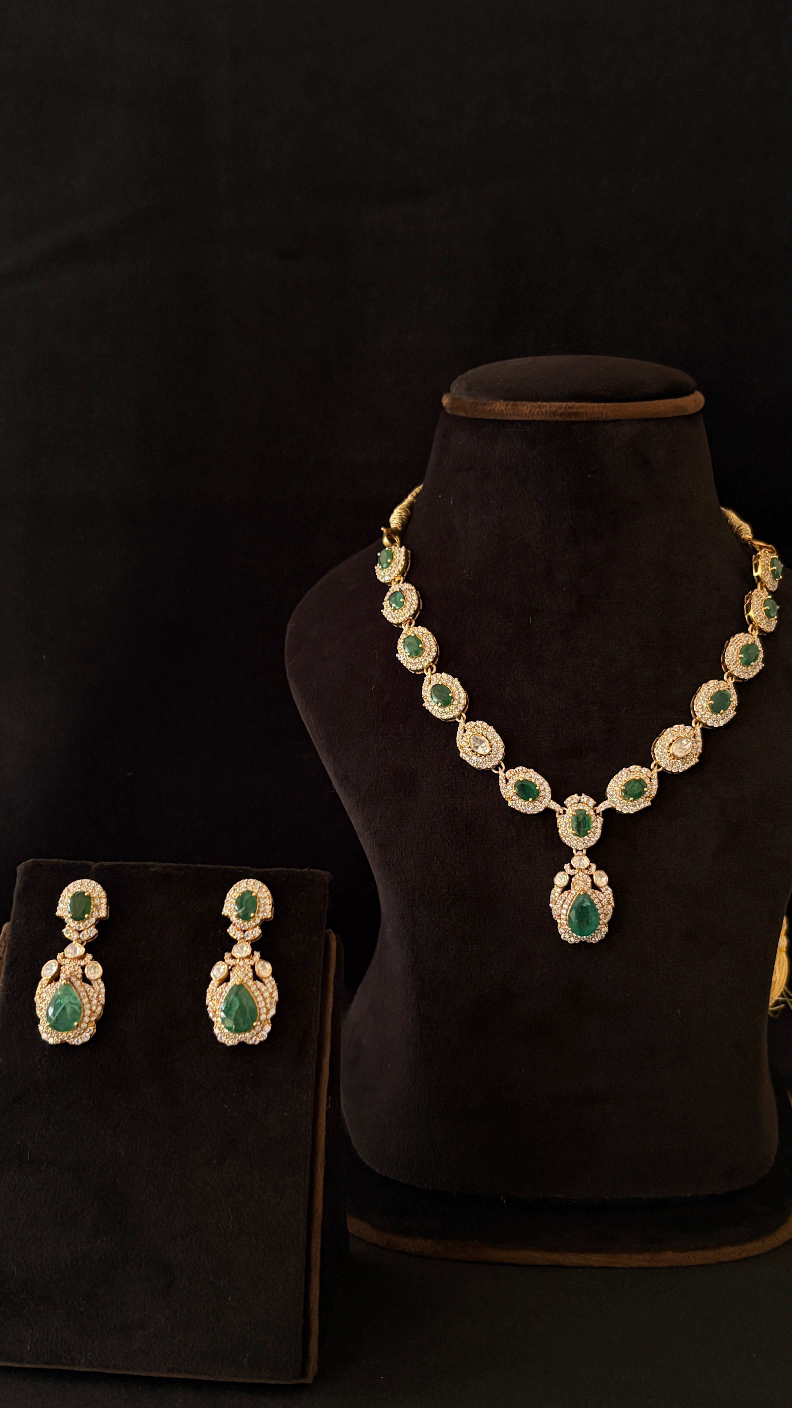 Panna Mala Polki Necklace Set ✦ Full Emerald Bridal Necklace & Earrings | Handcrafted in Jodhpur
