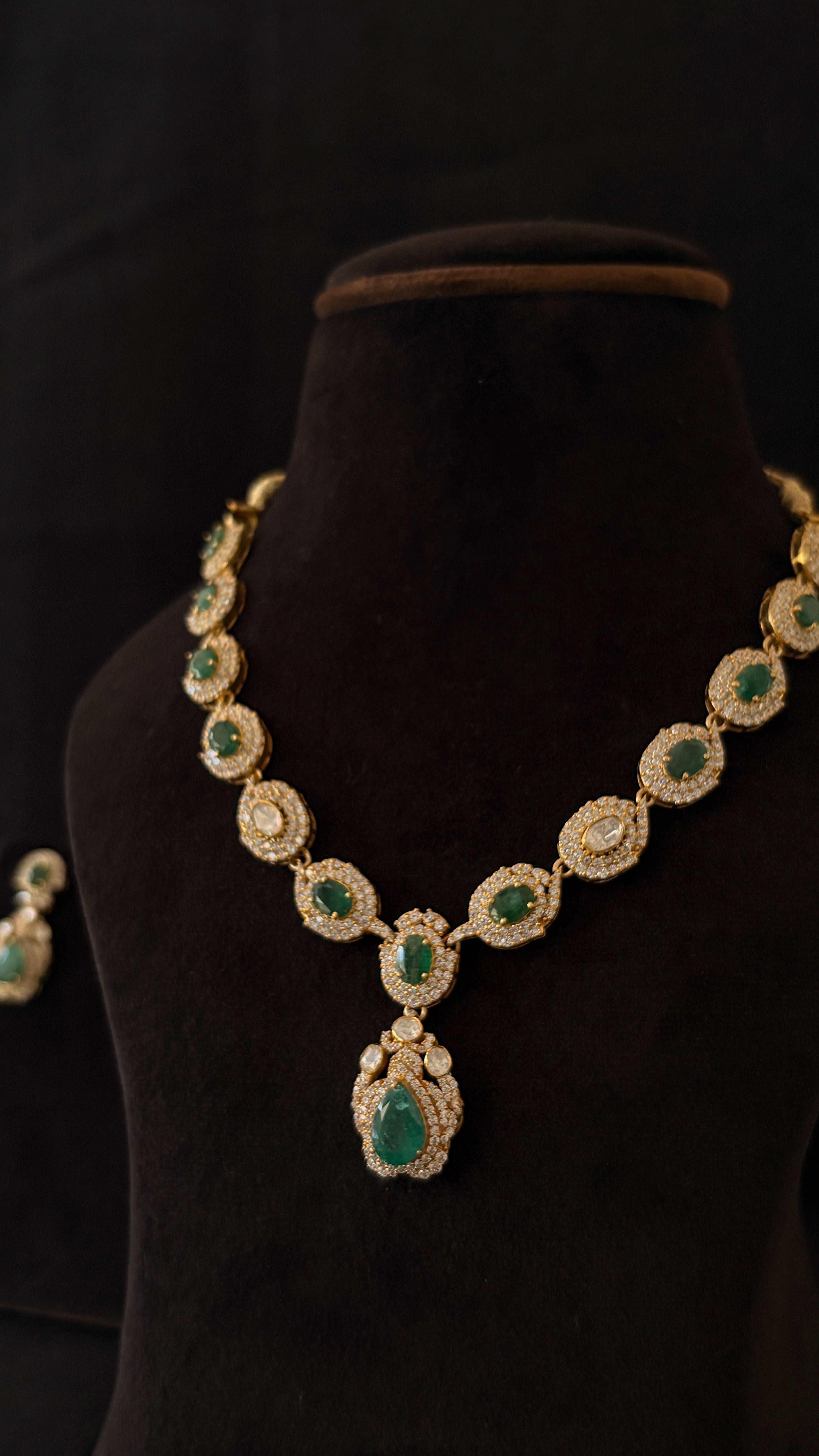 Panna Mala Polki Necklace Set ✦ Full Emerald Bridal Necklace & Earrings | Handcrafted in Jodhpur