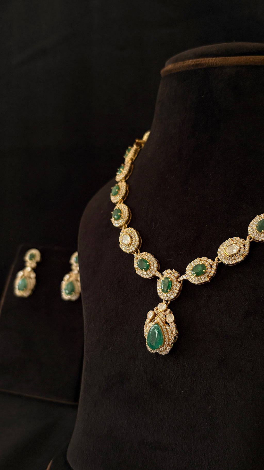 Panna Mala Polki Necklace Set ✦ Full Emerald Bridal Necklace & Earrings | Handcrafted in Jodhpur