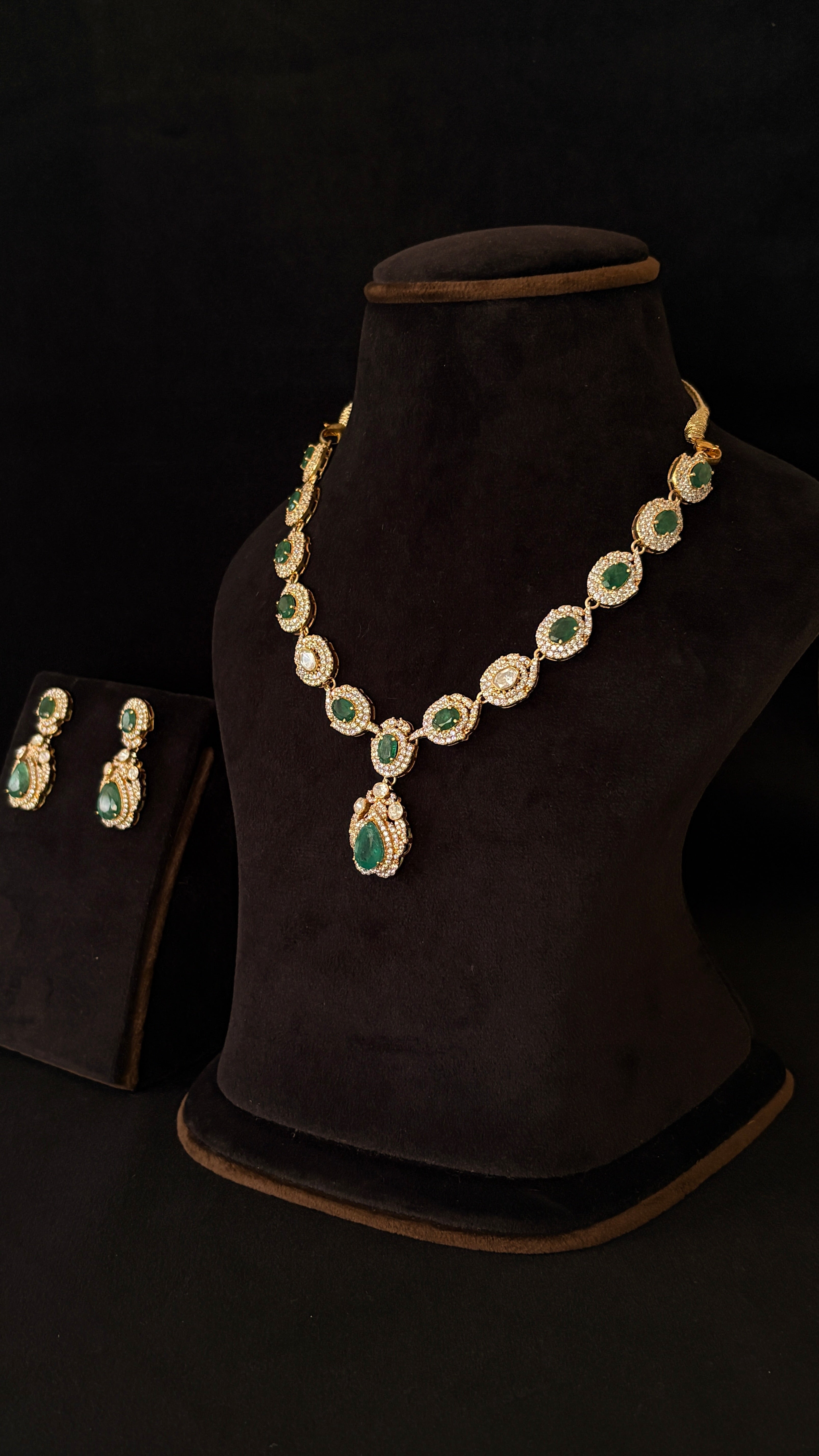 Panna Mala Polki Necklace Set ✦ Full Emerald Bridal Necklace & Earrings | Handcrafted in Jodhpur