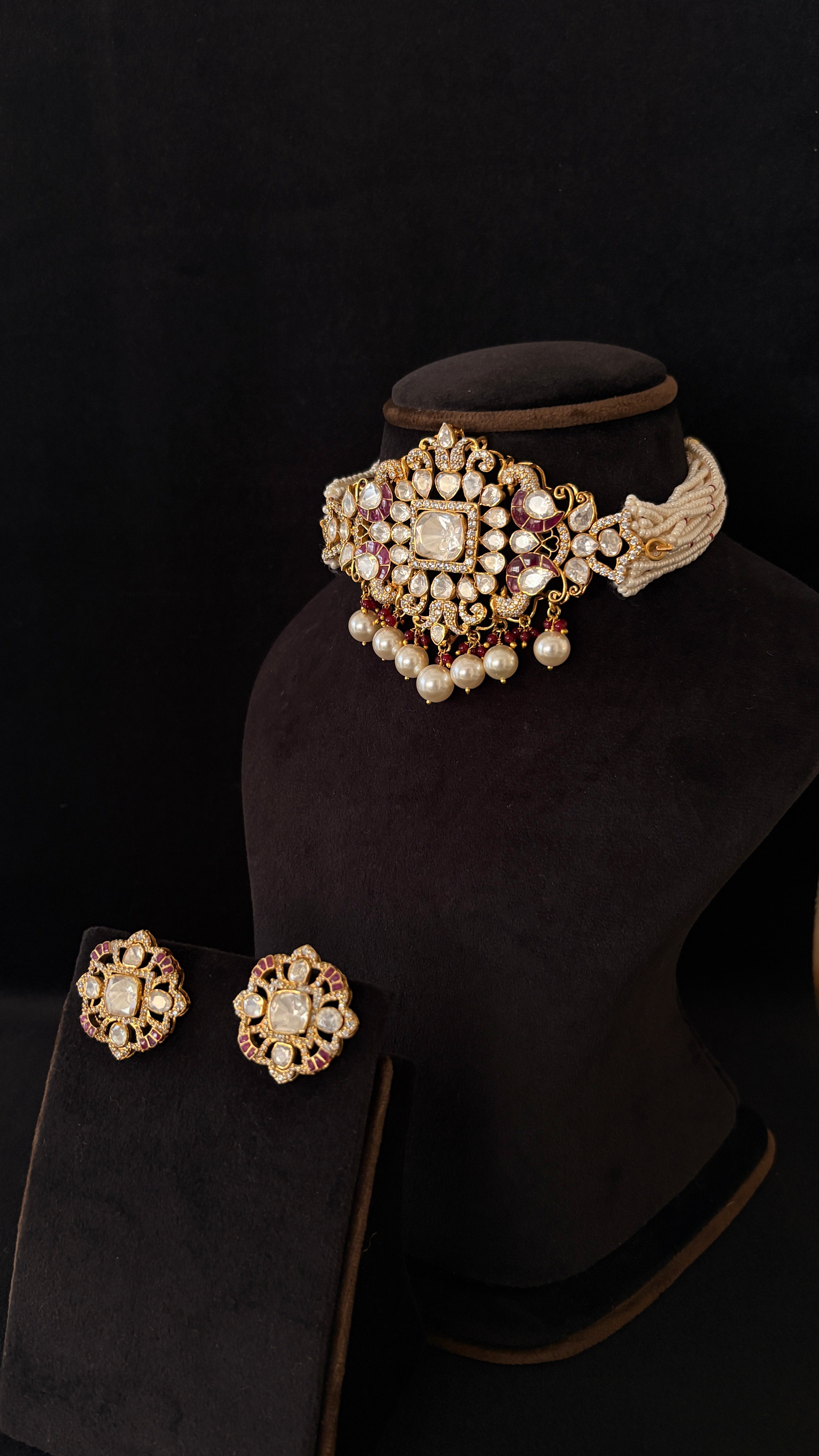 Moti Meena Polki Choker Set ✦ Pearl & Enamel Bridal Choker | Handcrafted in Jodhpur