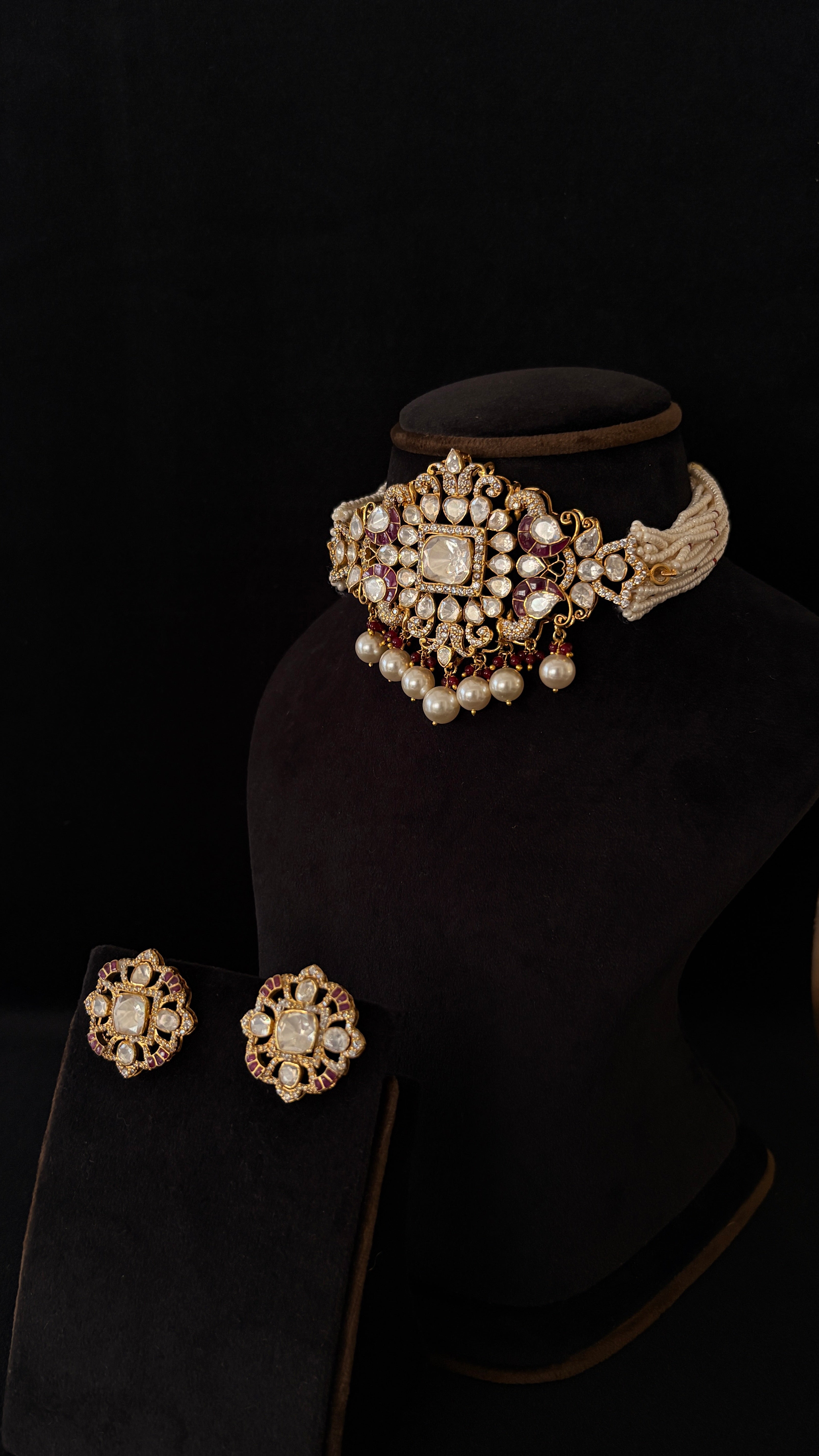 Moti Meena Polki Choker Set ✦ Pearl & Enamel Bridal Choker | Handcrafted in Jodhpur