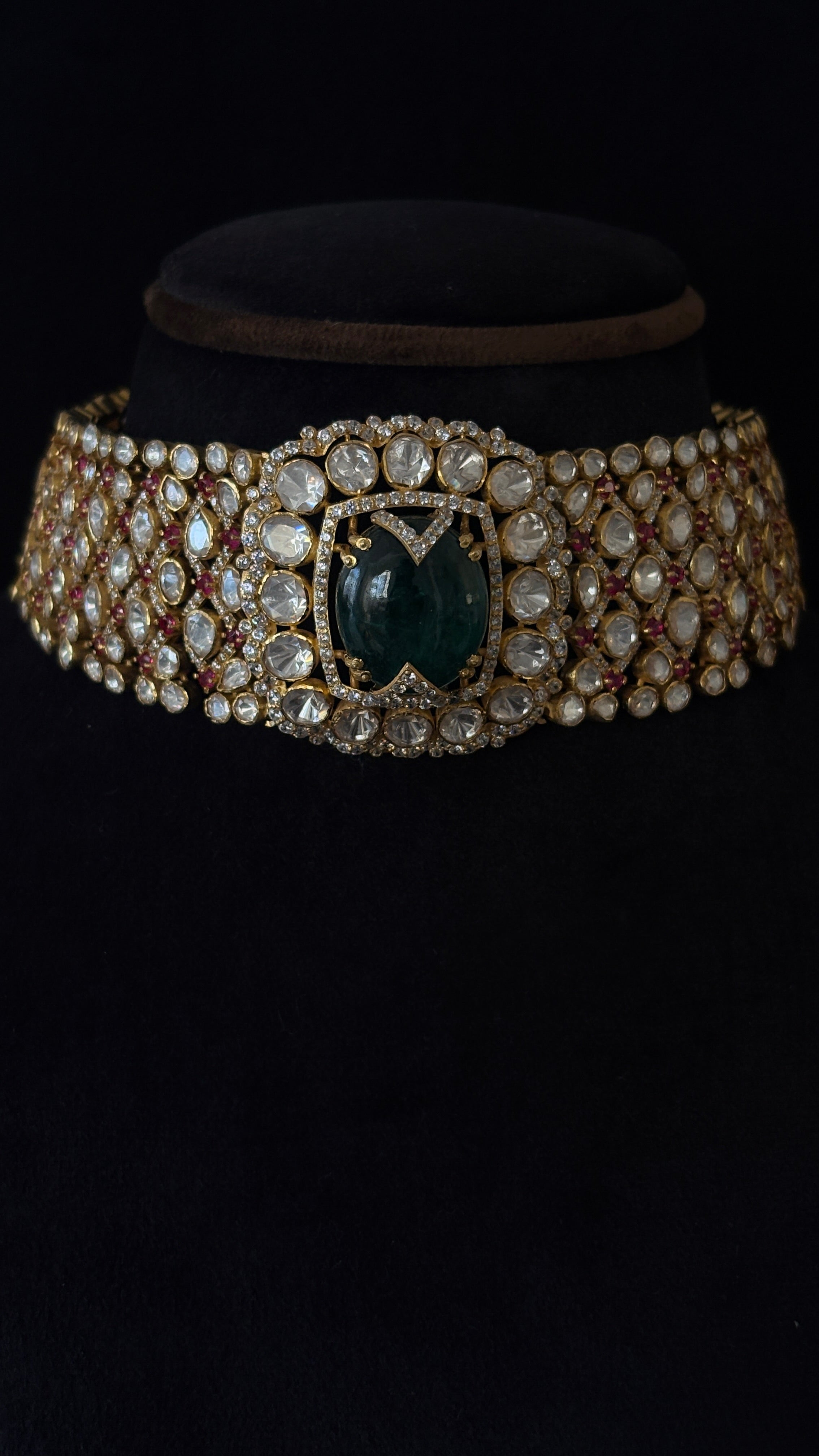 Panna Laal Polki Choker ✦ Wide Emerald Ruby Bridal Choker | Handcrafted in Jodhpur