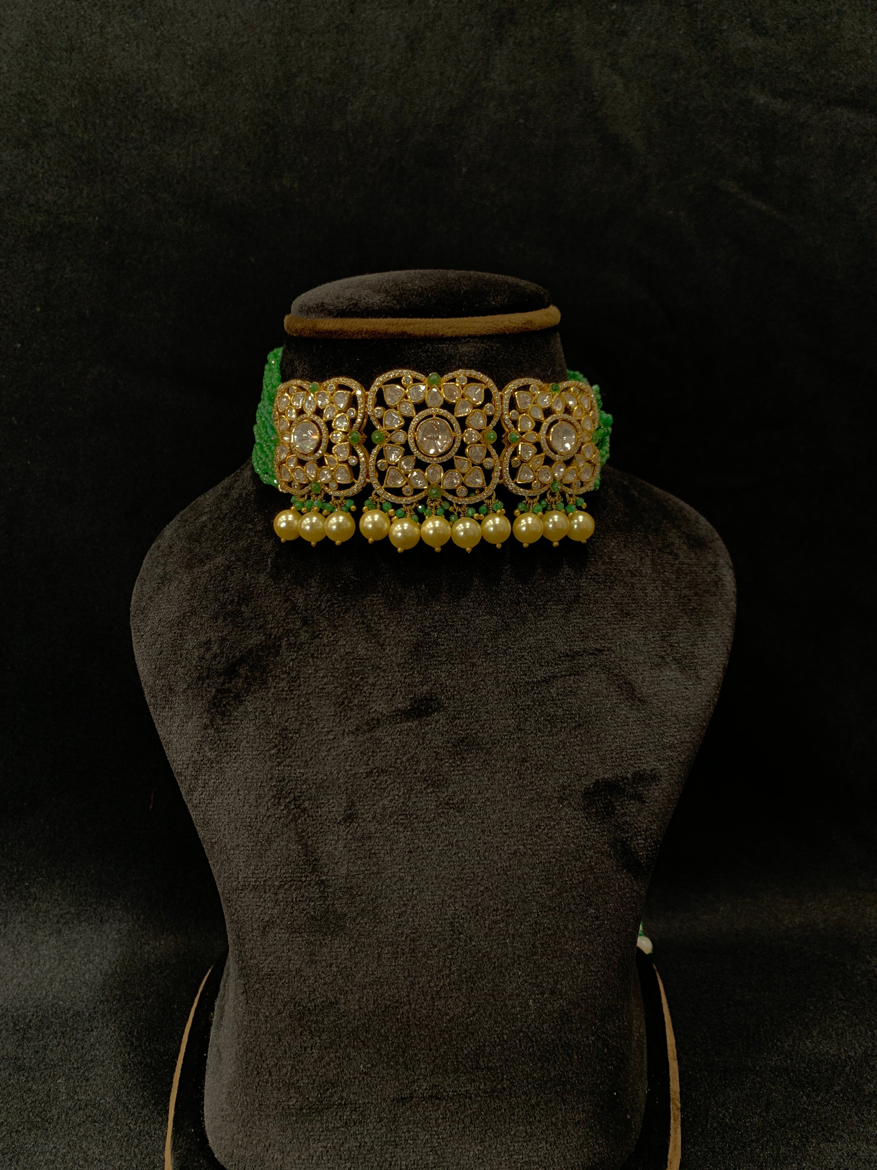 Hara Phool Polki Choker ✦ Emerald Green Bridal Choker | Handcrafted in Jodhpur