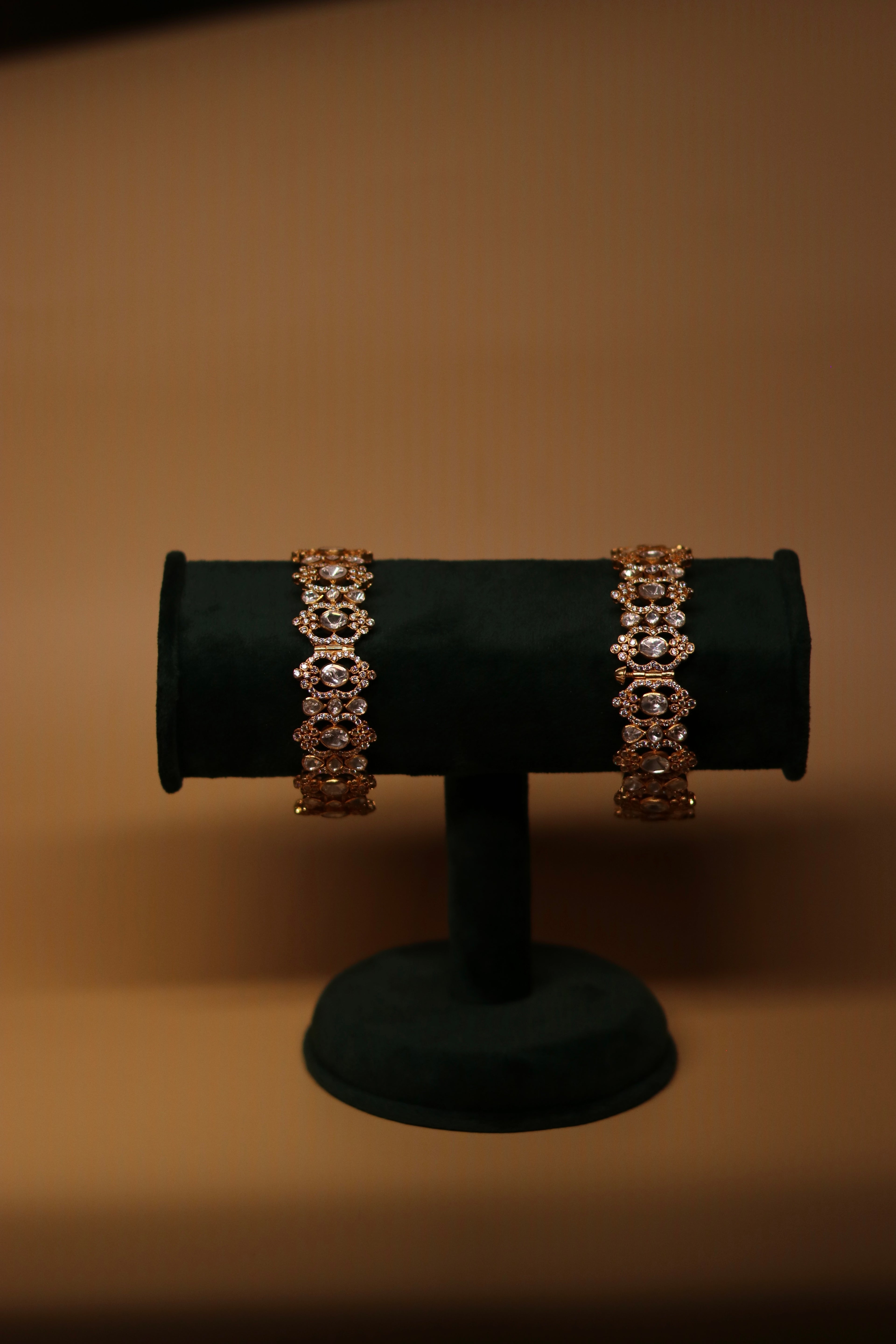 Jaali Polki Bangles ✦ Filigree Bridal Polki Bangle Pair | Handcrafted in Jodhpur