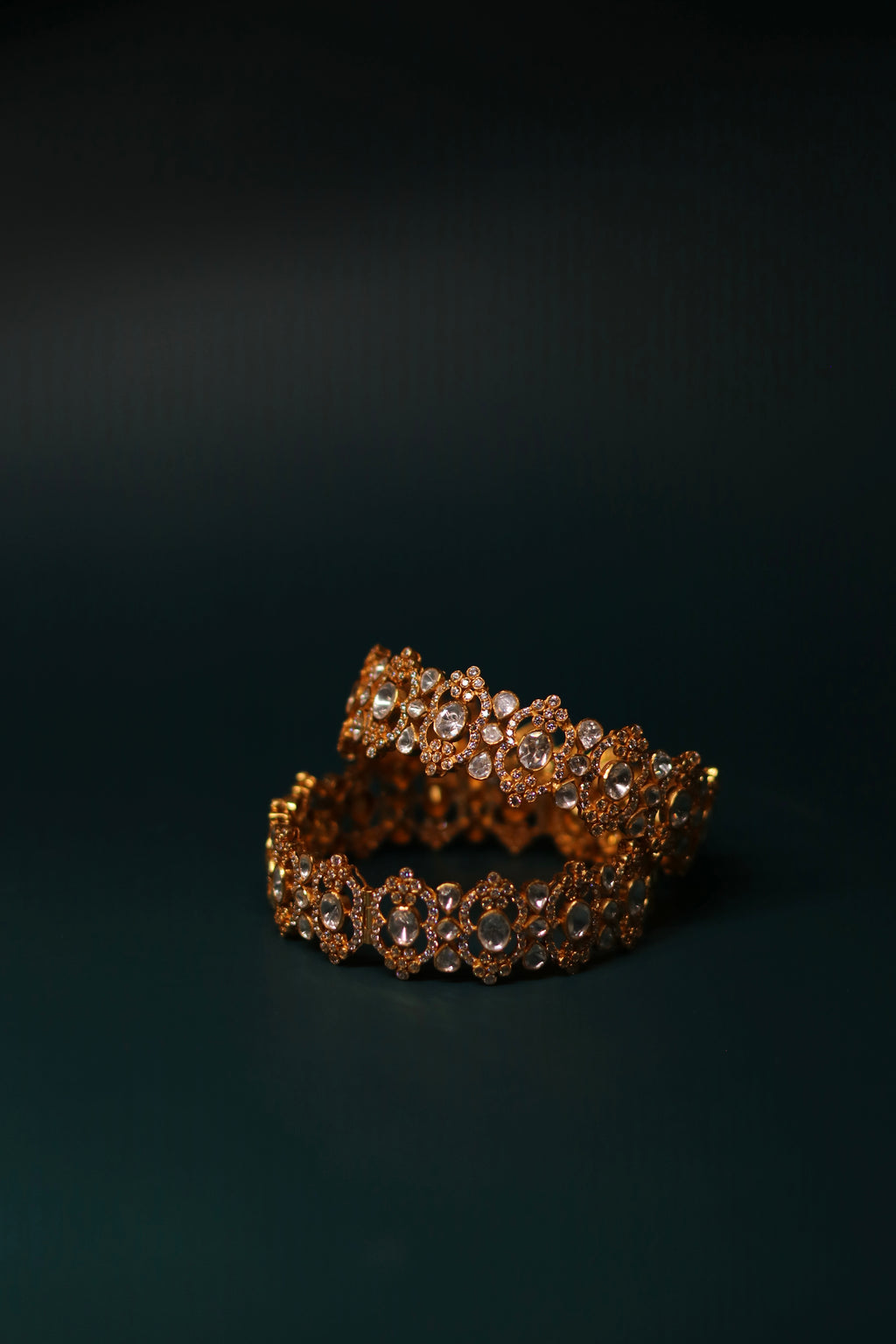 Jaali Polki Bangles ✦ Filigree Bridal Polki Bangle Pair | Handcrafted in Jodhpur