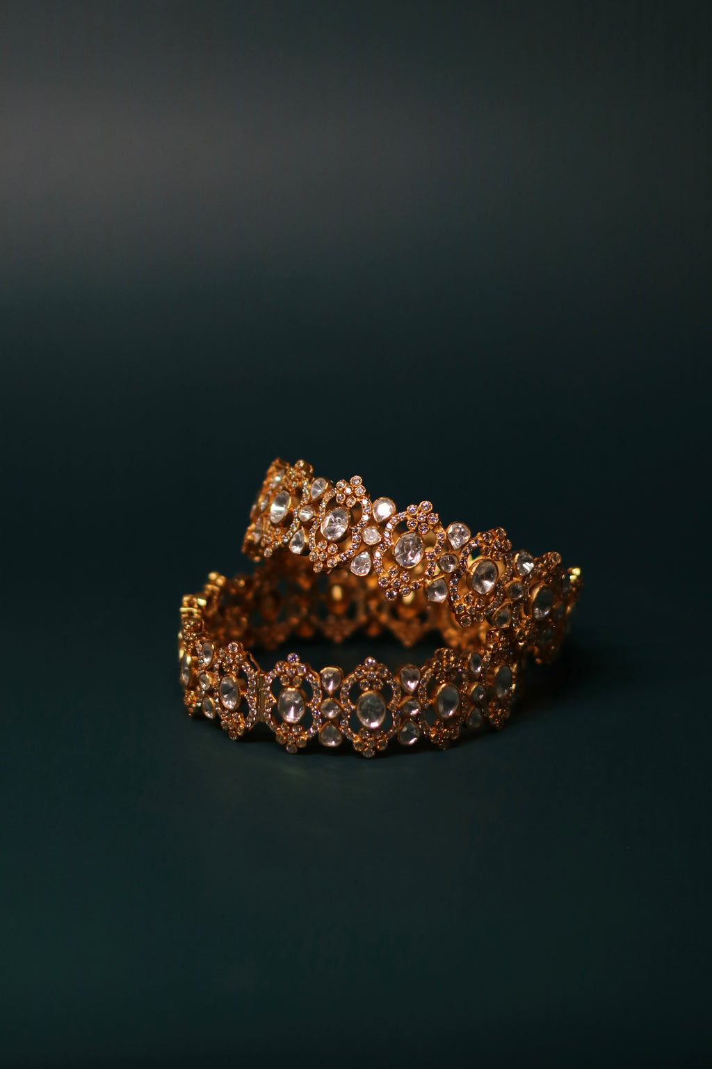 Jaali Polki Bangles ✦ Filigree Bridal Polki Bangle Pair | Handcrafted in Jodhpur