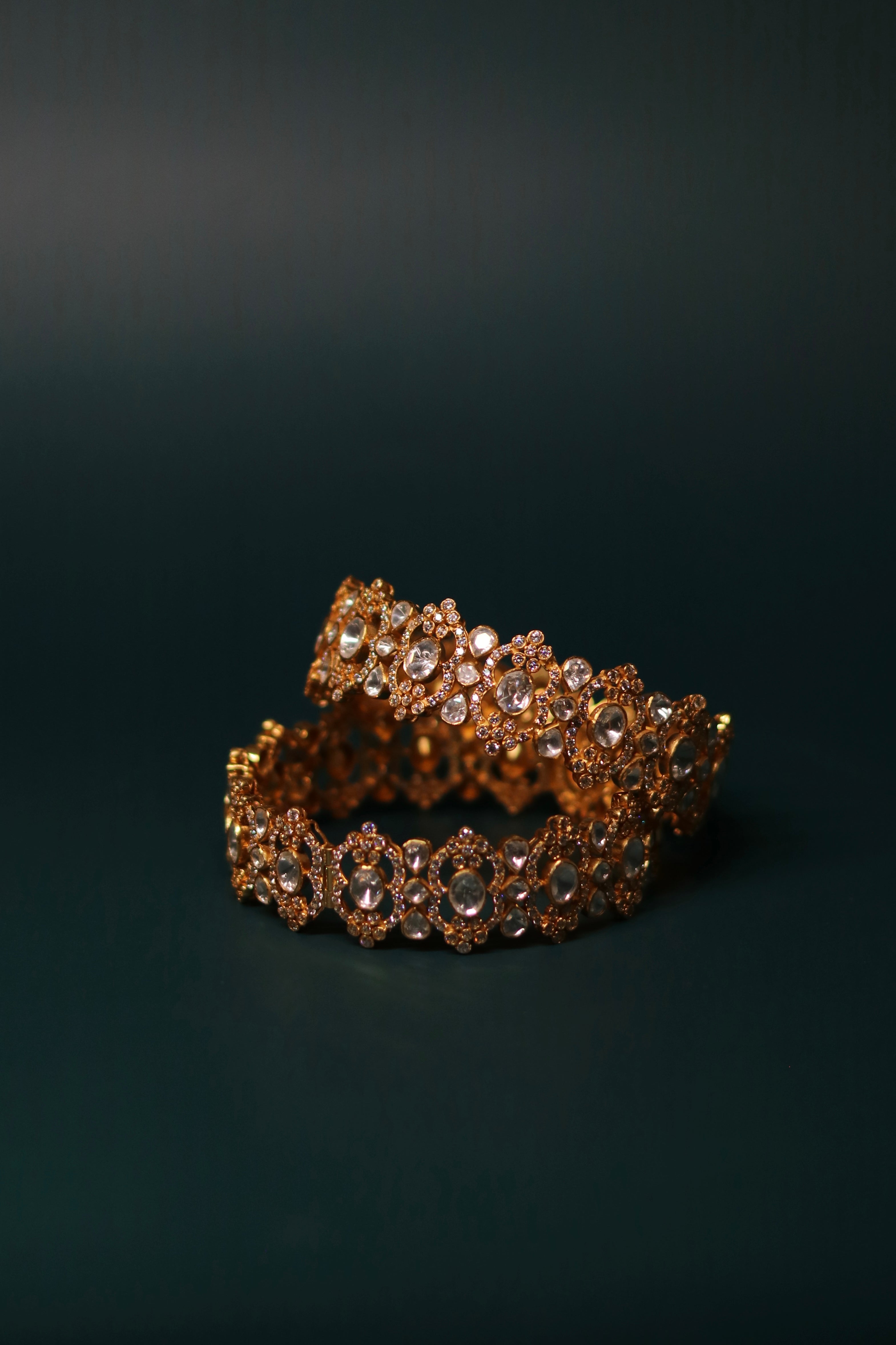 Jaali Polki Bangles ✦ Filigree Bridal Polki Bangle Pair | Handcrafted in Jodhpur