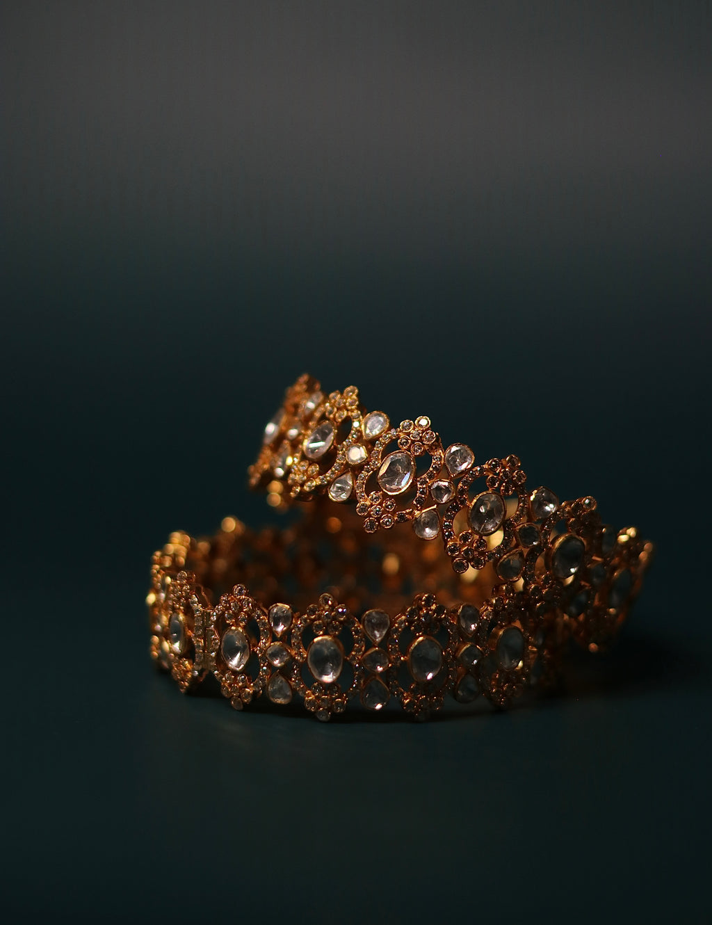 Jaali Polki Bangles ✦ Filigree Bridal Polki Bangle Pair | Handcrafted in Jodhpur