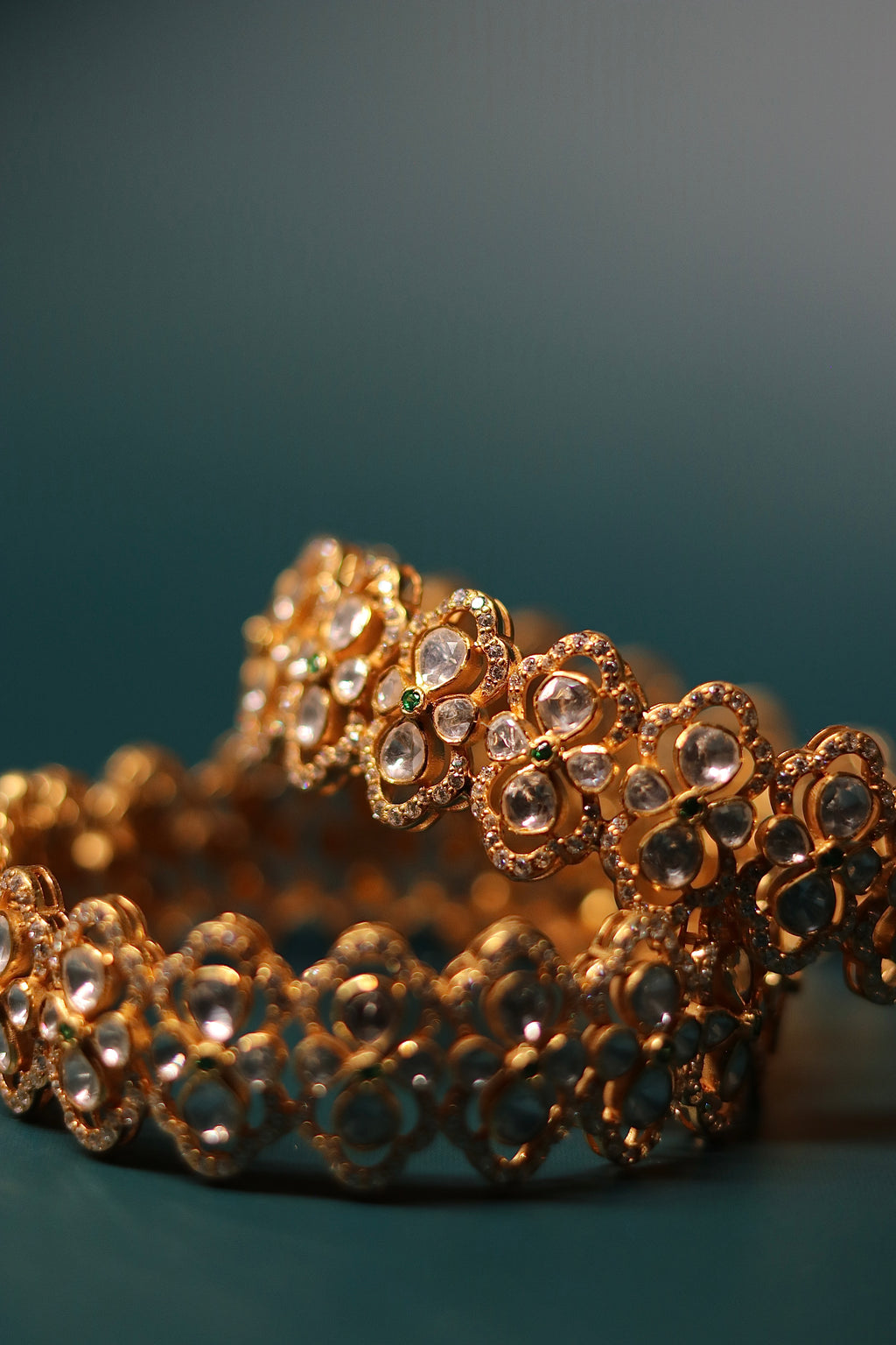 Baagh Polki Bangles ✦ Floral Bridal Polki Bangle Pair | Handcrafted in Jodhpur