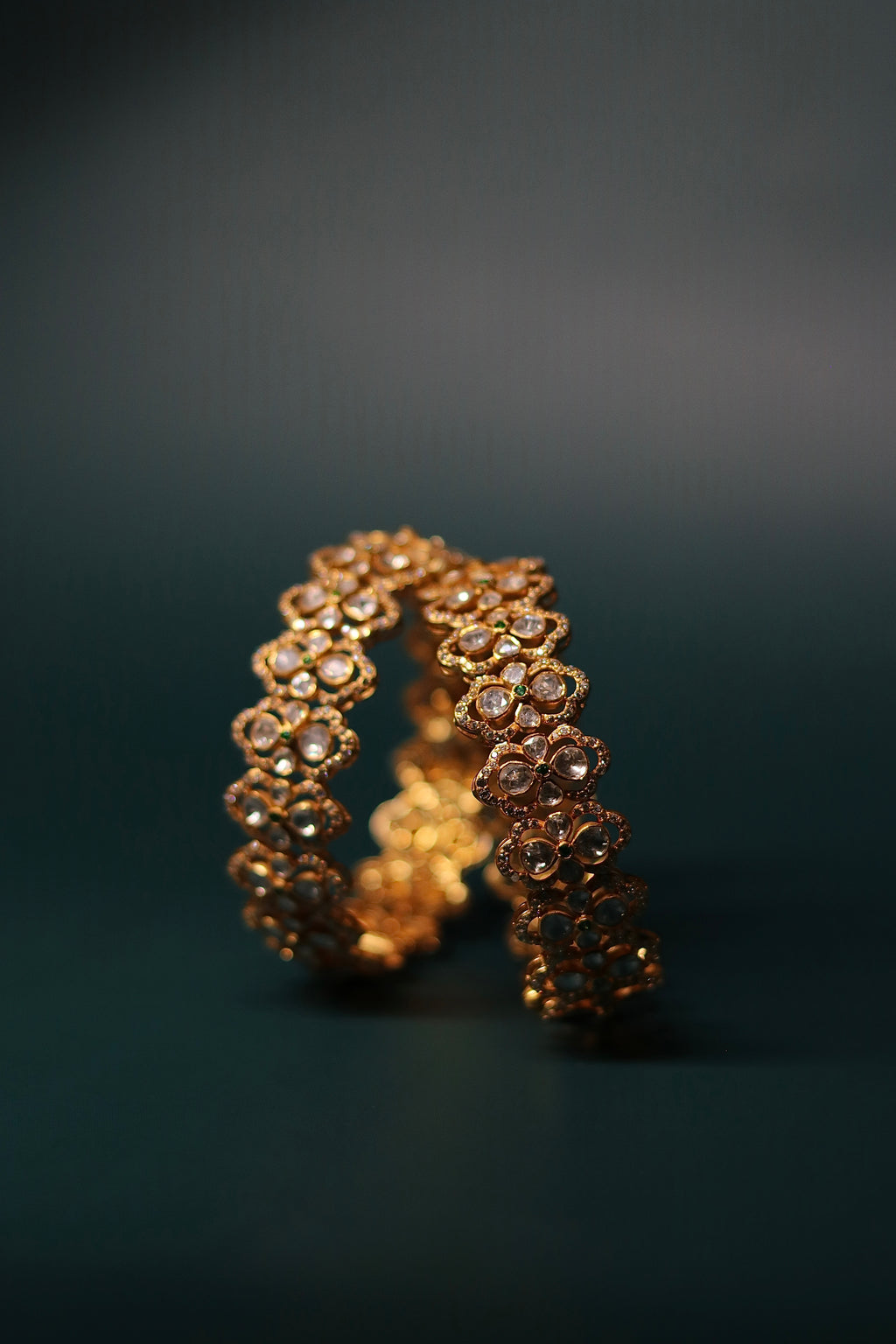 Baagh Polki Bangles ✦ Floral Bridal Polki Bangle Pair | Handcrafted in Jodhpur