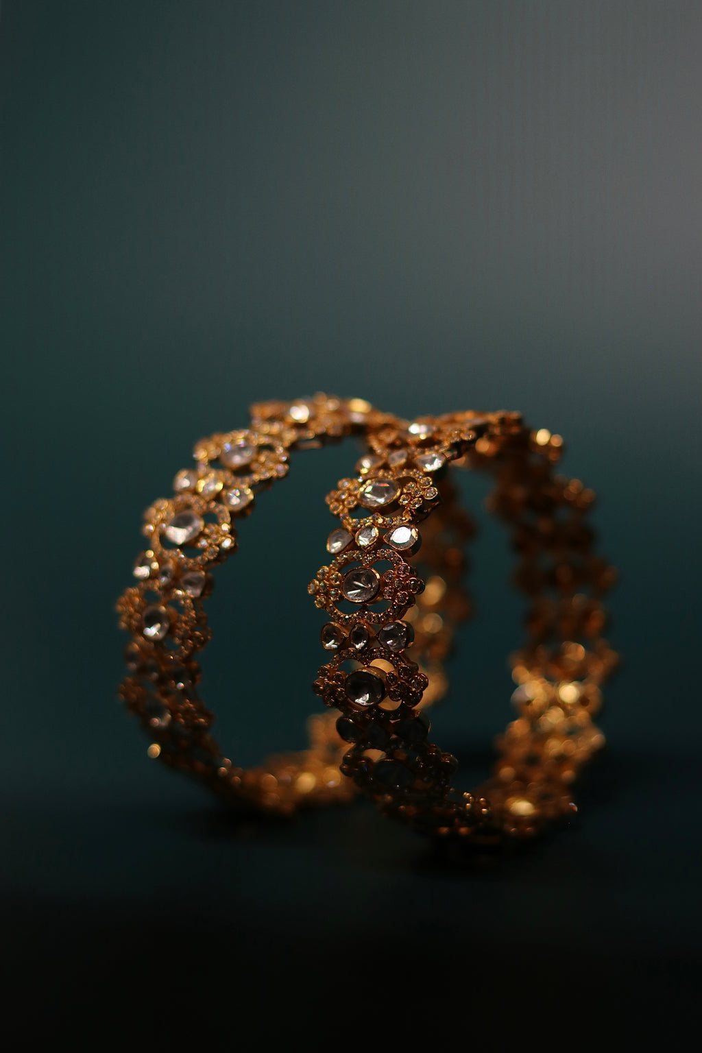 Jaali Polki Bangles ✦ Filigree Bridal Polki Bangle Pair | Handcrafted in Jodhpur