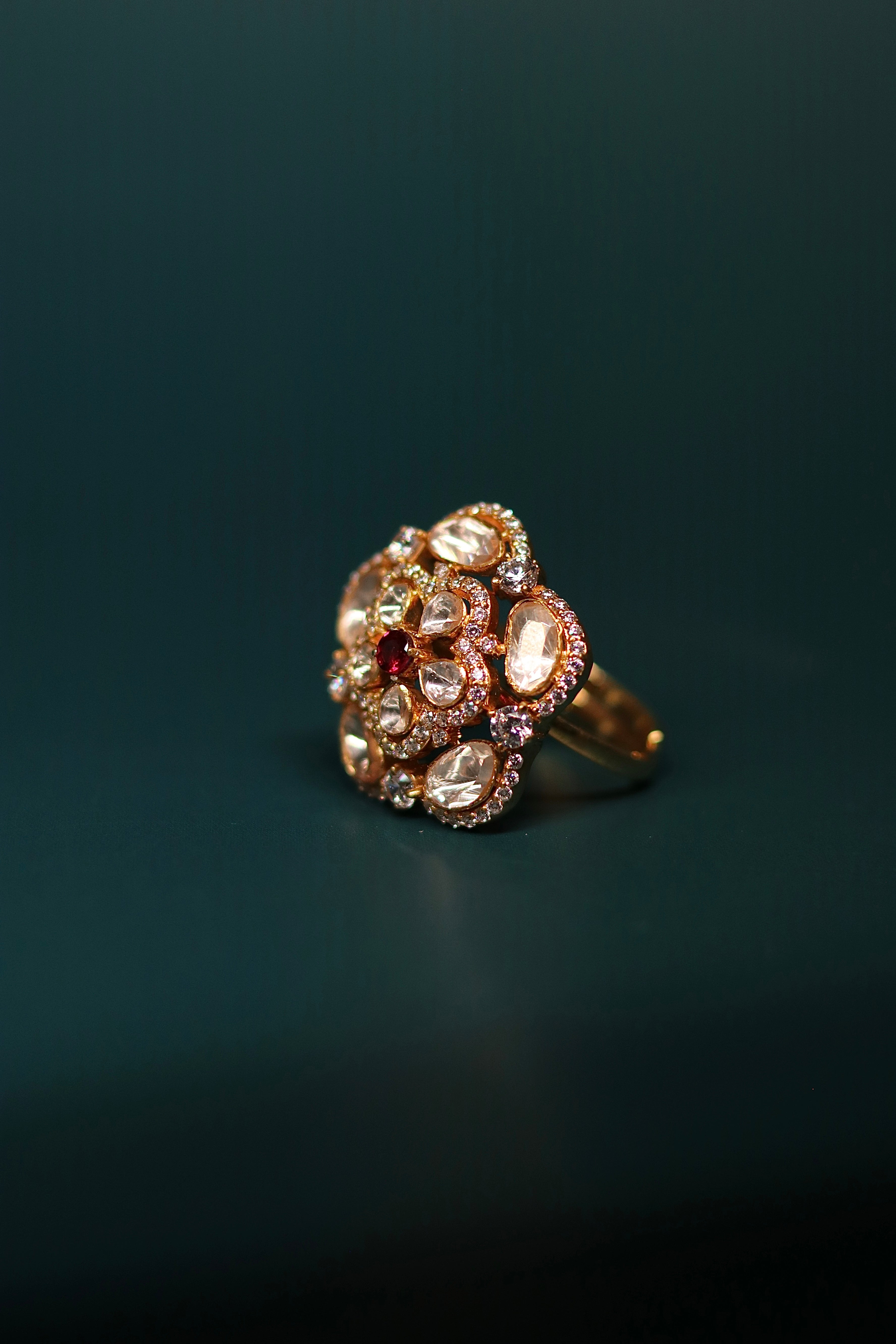 Gathri Polki Ring ✦ Cluster Dome Cocktail Ring | Handcrafted in Jodhpur
