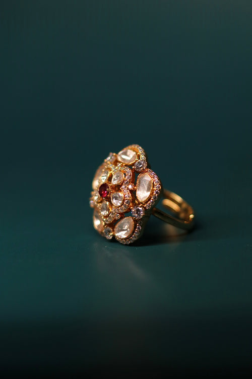Gathri Polki Ring ✦ Cluster Dome Cocktail Ring | Handcrafted in Jodhpur