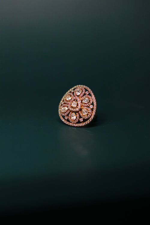 Dhaal Polki Ring ✦ Oval Shield Cocktail Ring | Handcrafted in Jodhpur