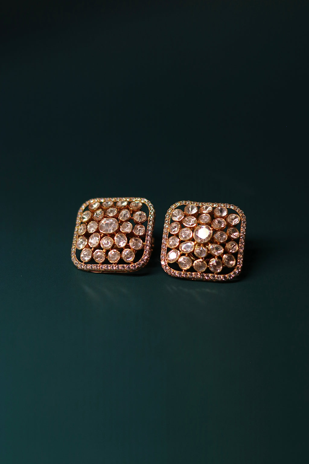 Chaukor Polki Studs | Moissanite Polki Earrings | Sia Polki