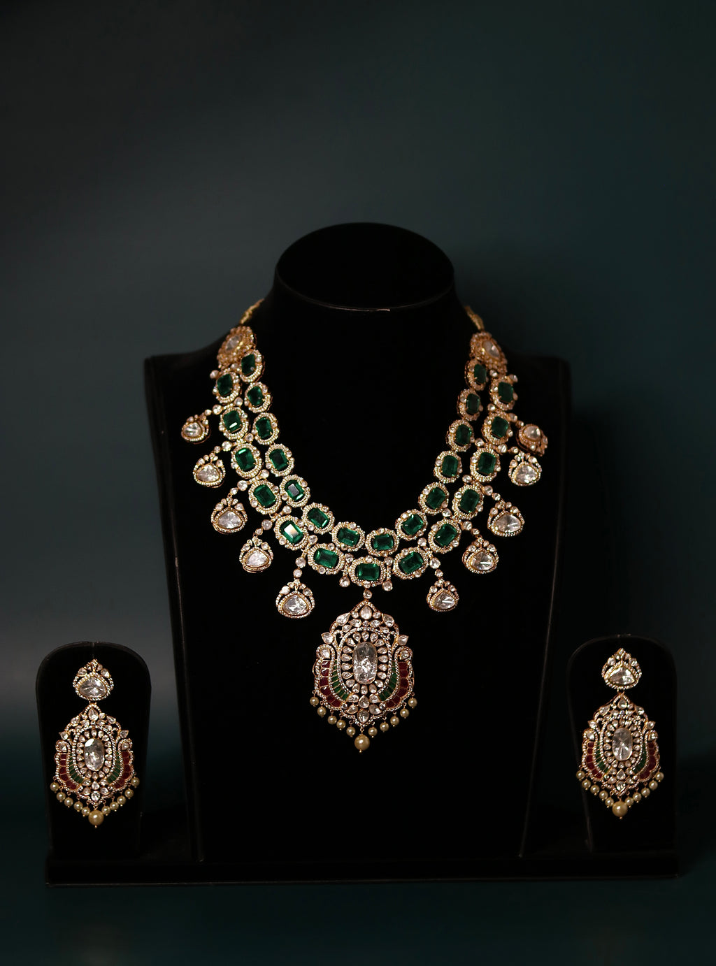 Zehra Emerald Polki Haar Set
