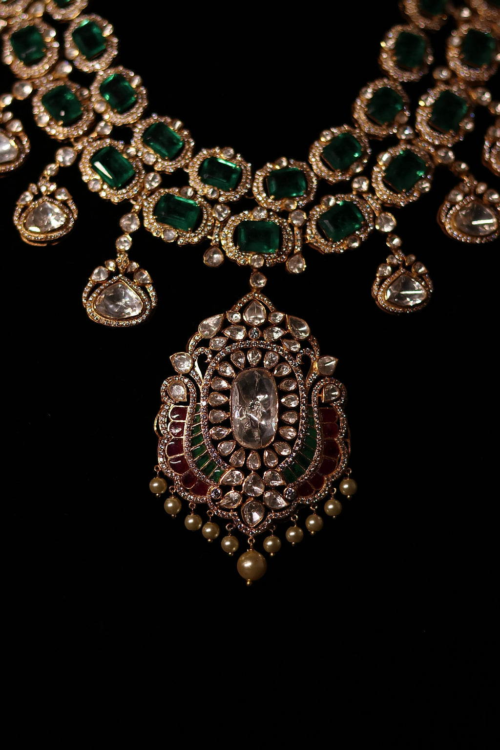 Zehra Emerald Polki Haar Set