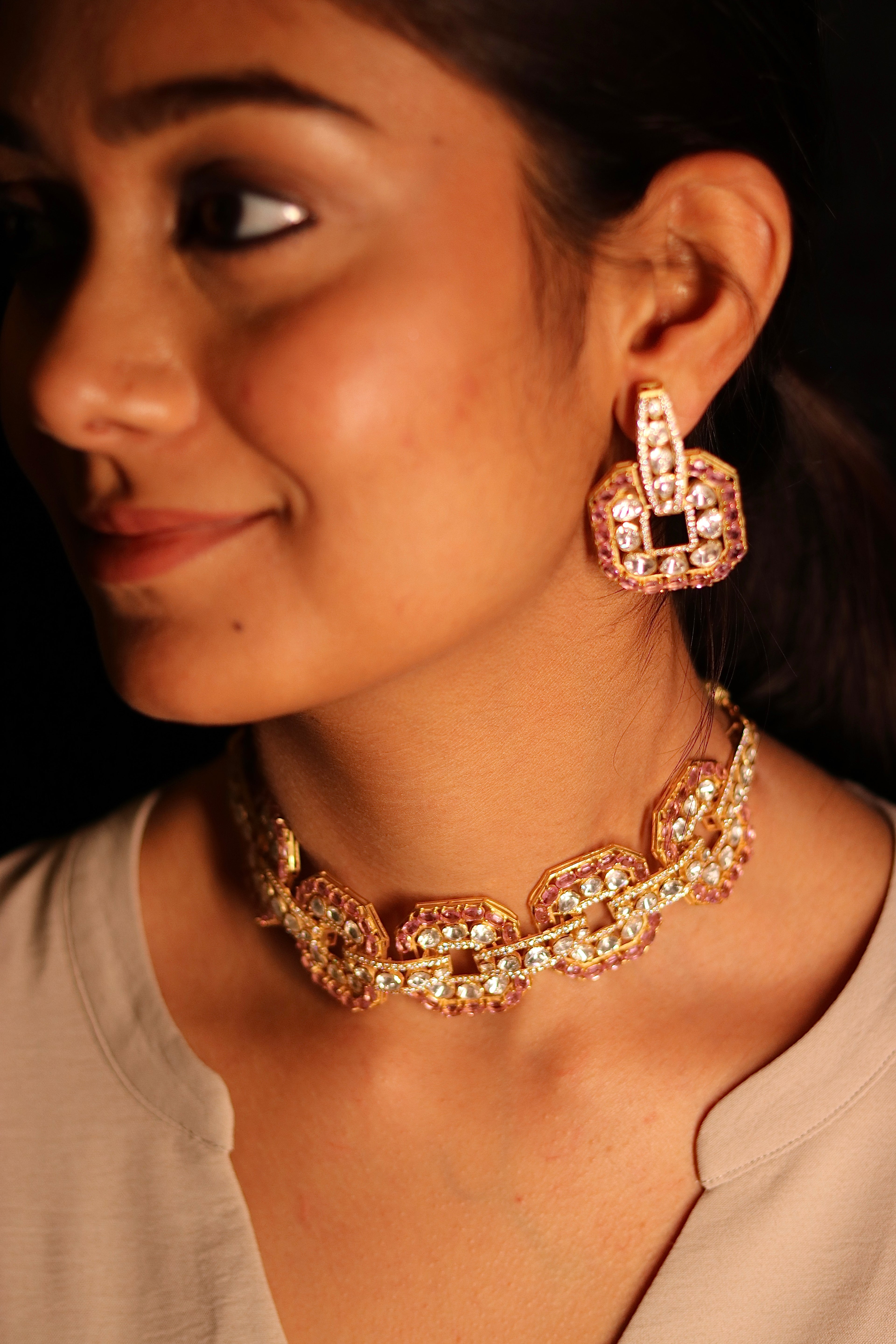 Gulabi Zanjeer Polki Choker Set ✦ Bold Pink Statement Bridal Jewellery