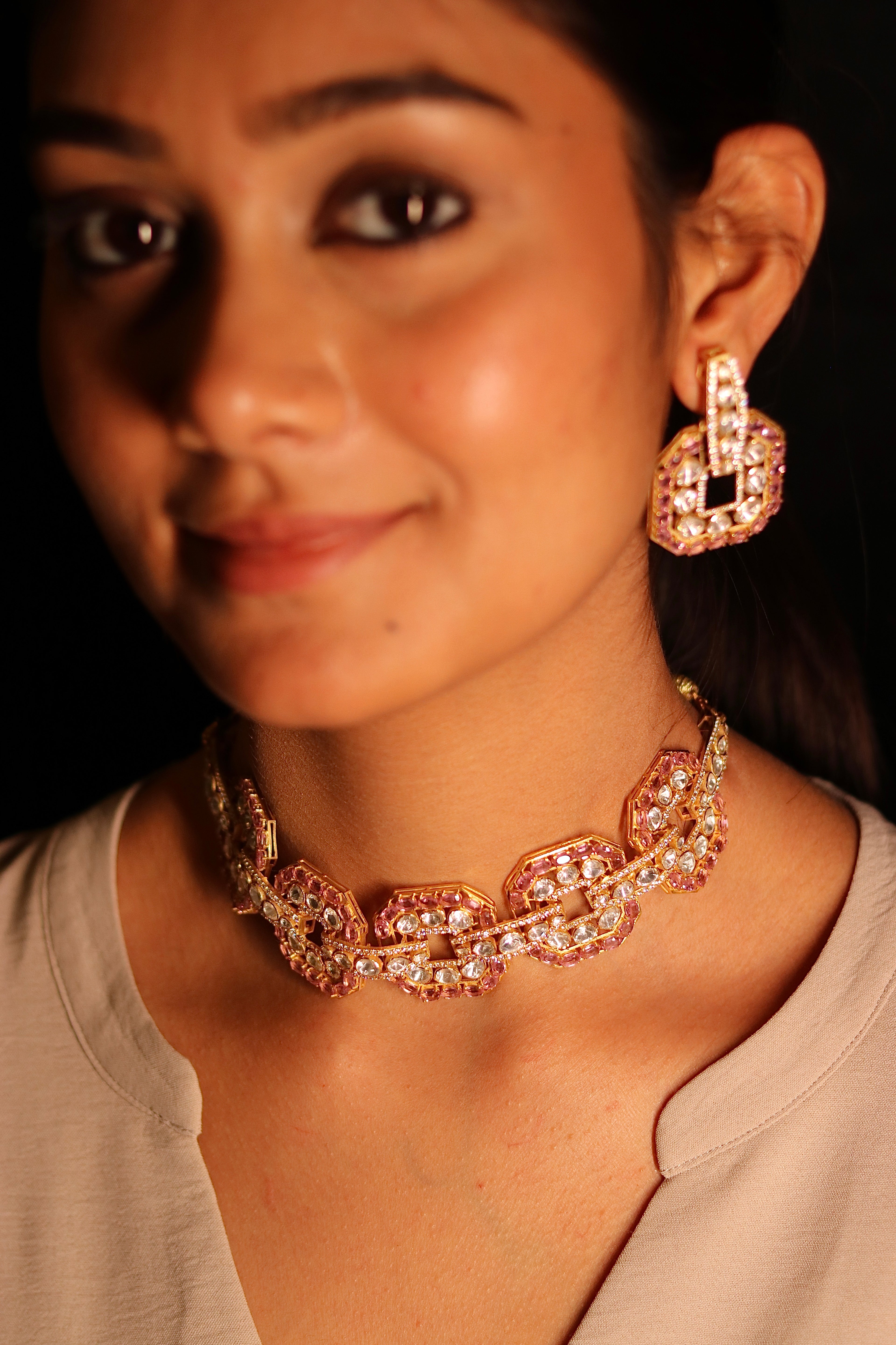 Gulabi Zanjeer Polki Choker Set ✦ Bold Pink Statement Bridal Jewellery