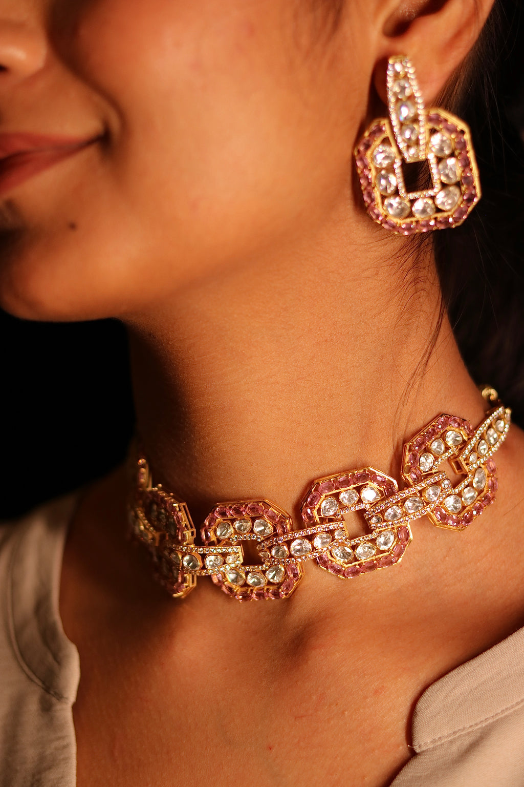 Gulabi Zanjeer Polki Choker Set ✦ Bold Pink Statement Bridal Jewellery