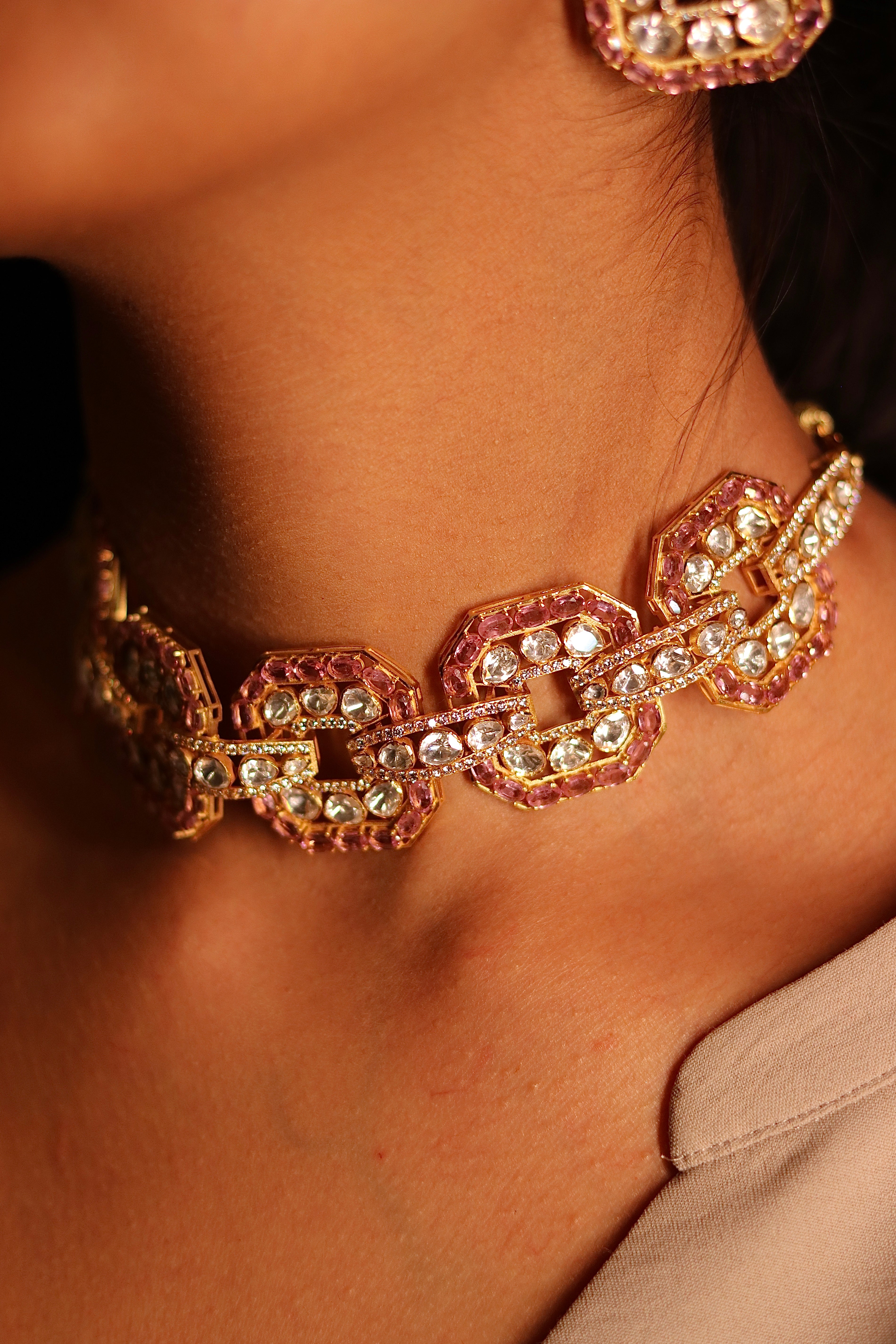 Gulabi Zanjeer Polki Choker Set ✦ Bold Pink Statement Bridal Jewellery