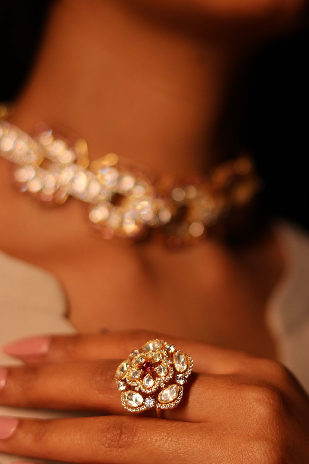 Gathri Polki Ring ✦ Cluster Dome Cocktail Ring | Handcrafted in Jodhpur