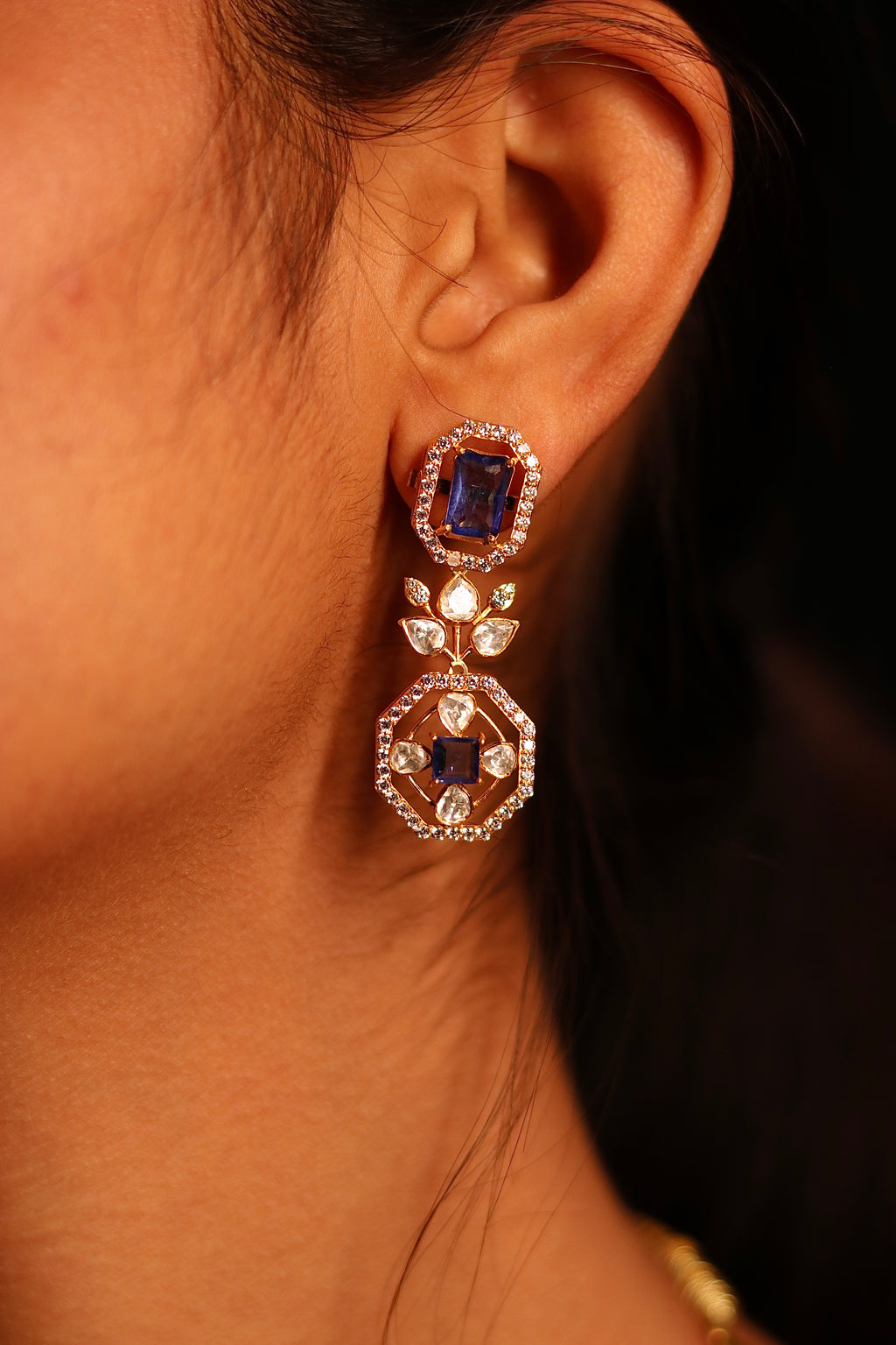 Neel Polki Necklace Set ✦ Royal Blue Bridal Jewellery