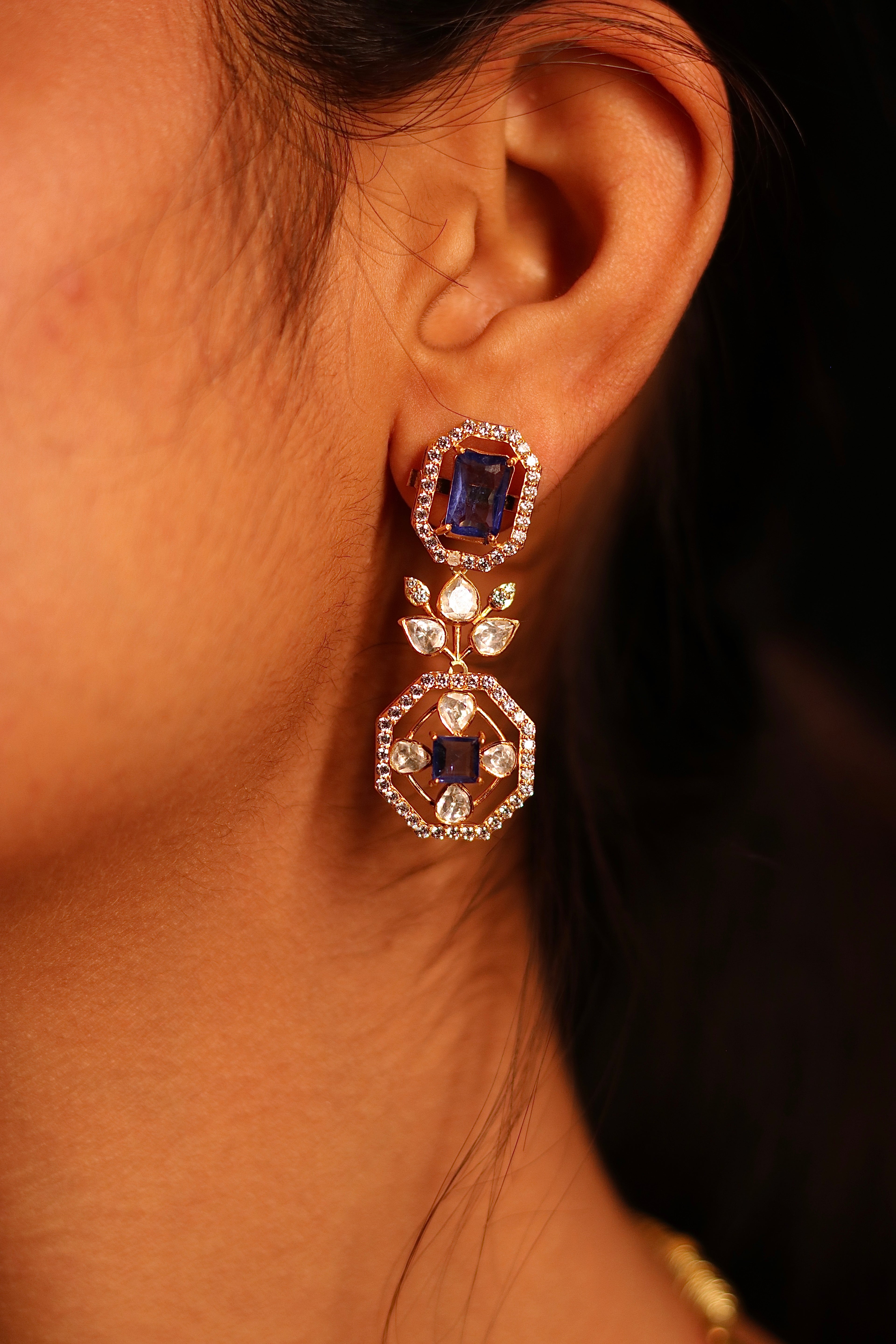 Neel Polki Necklace Set ✦ Royal Blue Bridal Jewellery